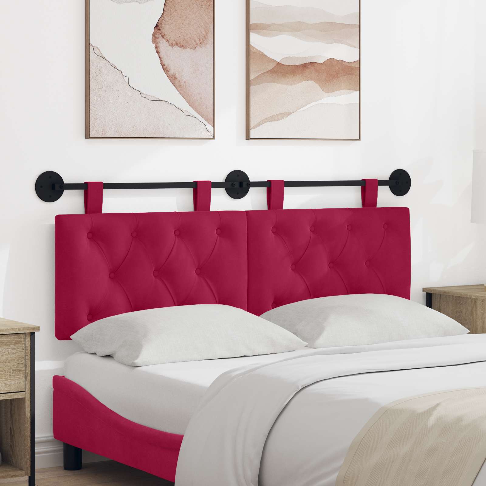 Tête de lit suspendue Avec lumière LED Bordeaux Velours - XIOS