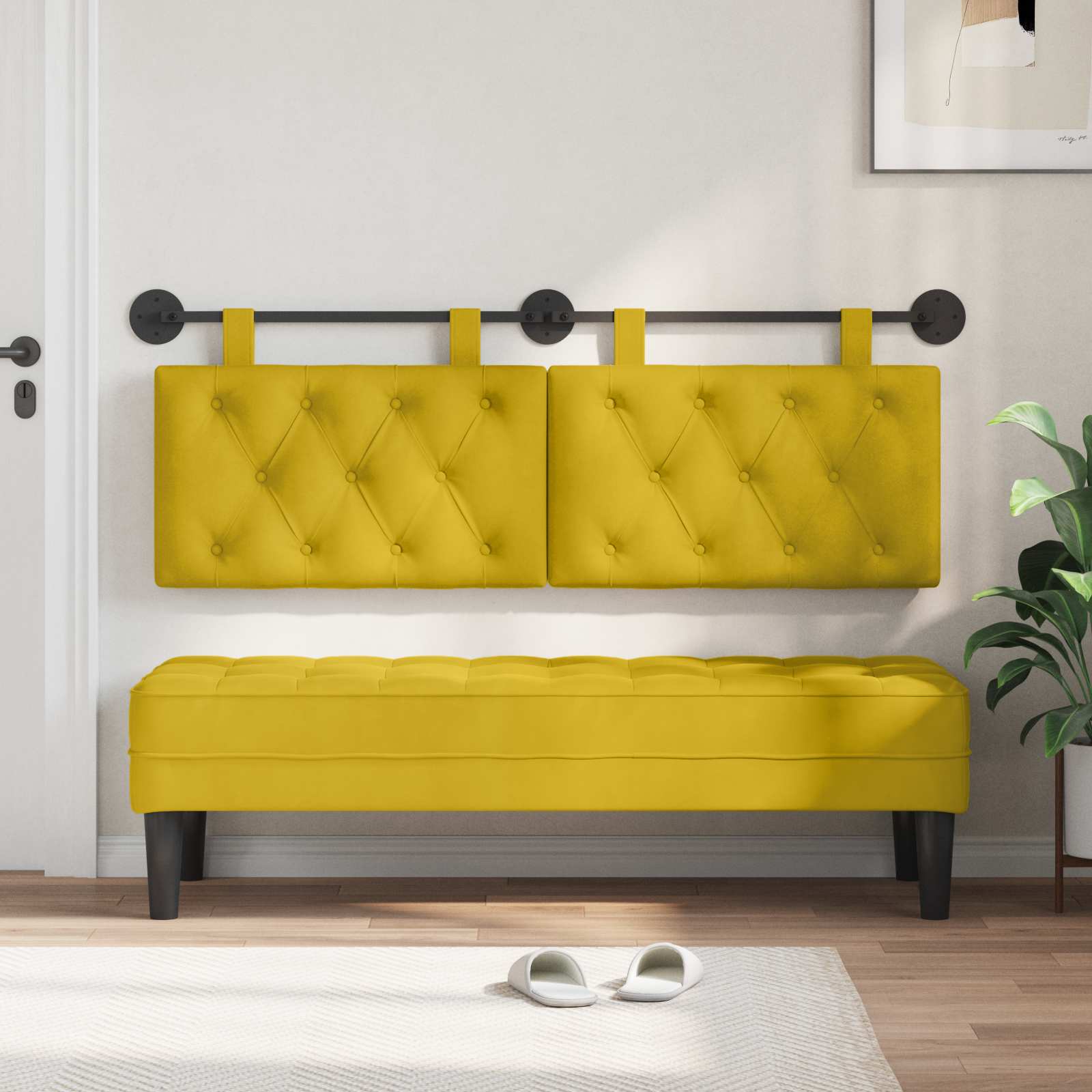 Tête de lit suspendue Jaune Velours - XIOS