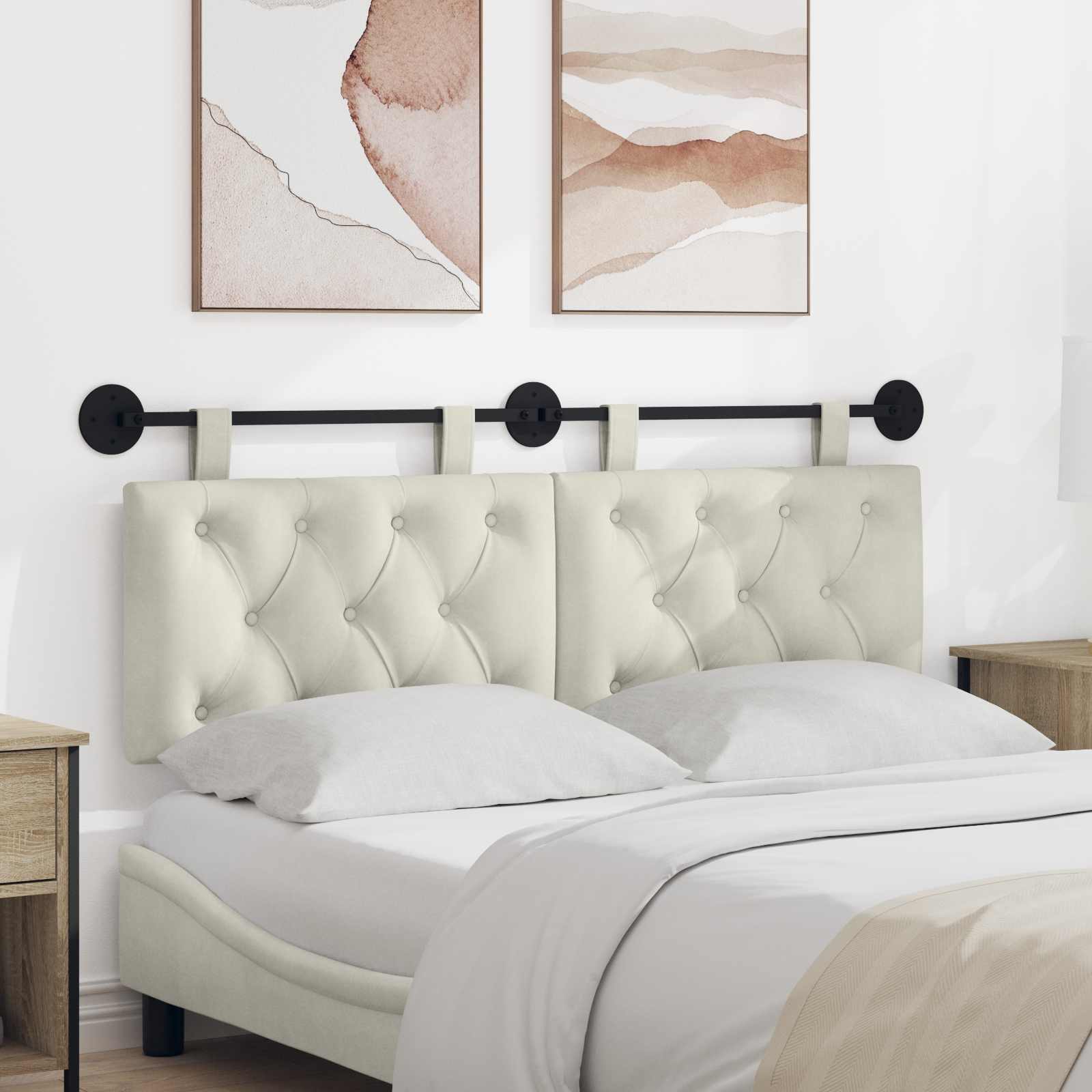 Tête de lit suspendue Avec lumière LED Crème Velours - XIOS