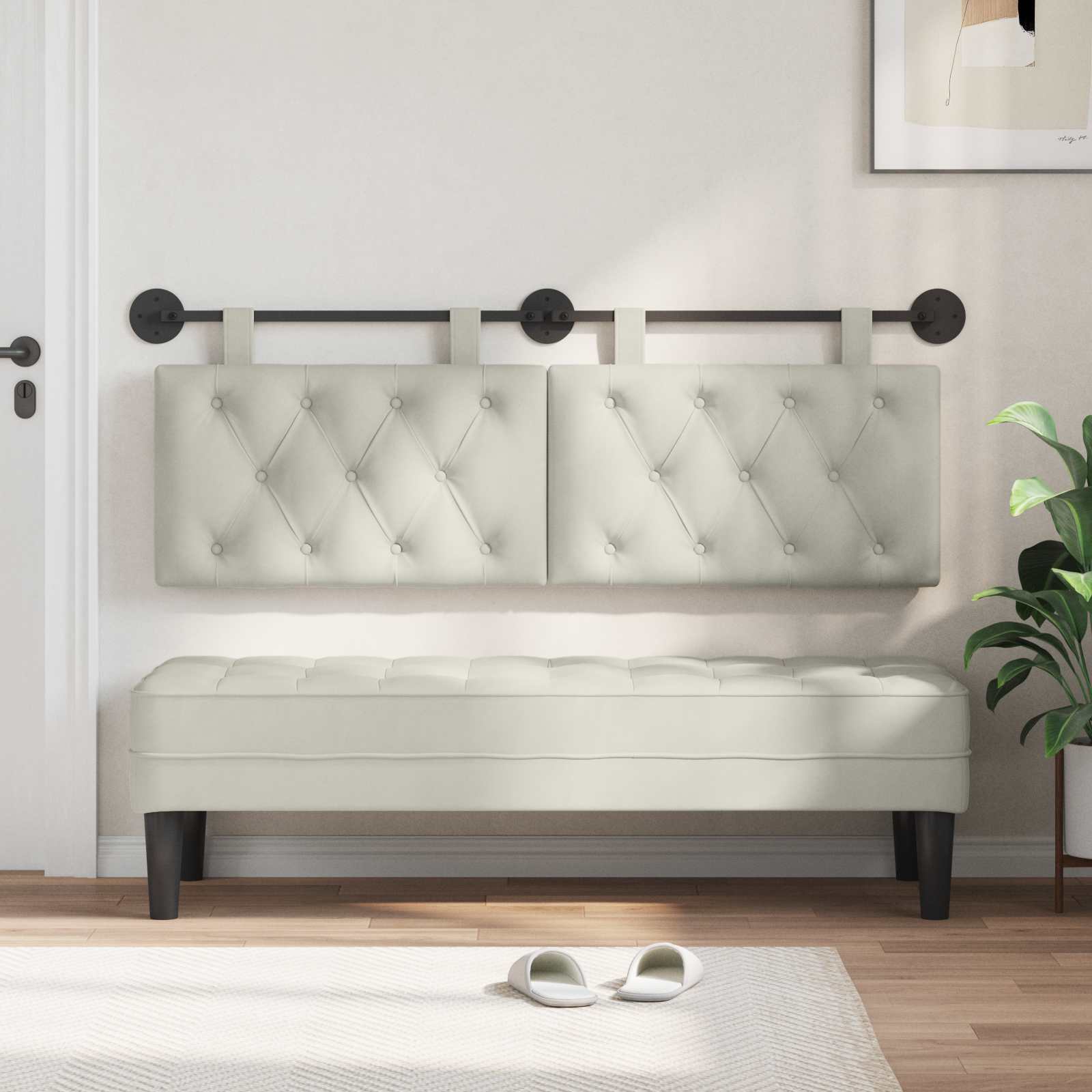Tête de lit suspendue Avec lumière LED Crème Velours - XIOS