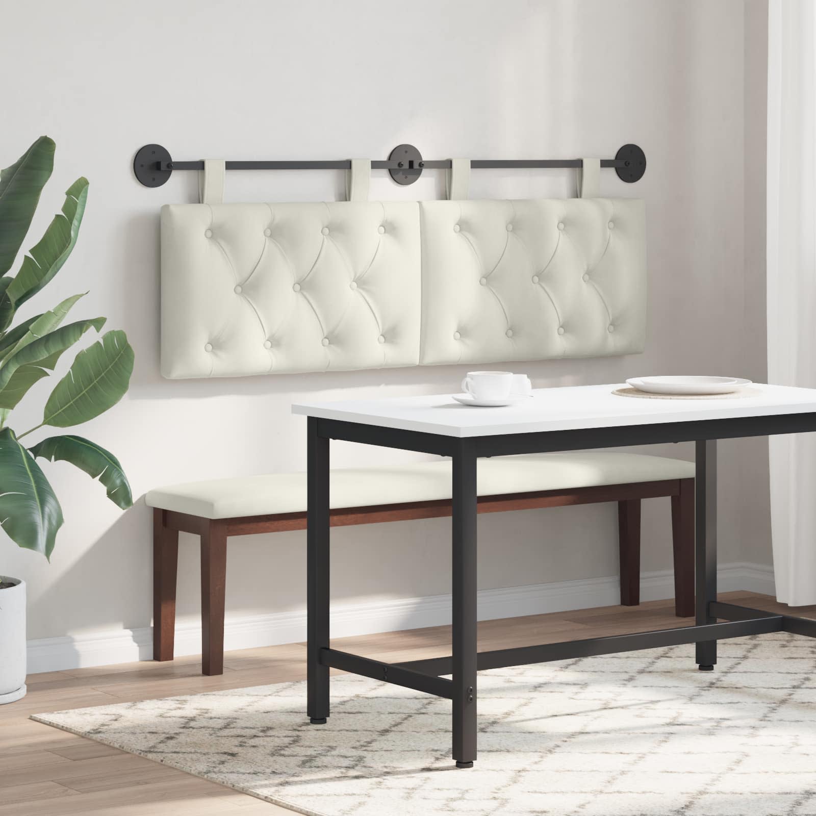 Tête de lit suspendue Avec lumière LED Crème Velours - XIOS