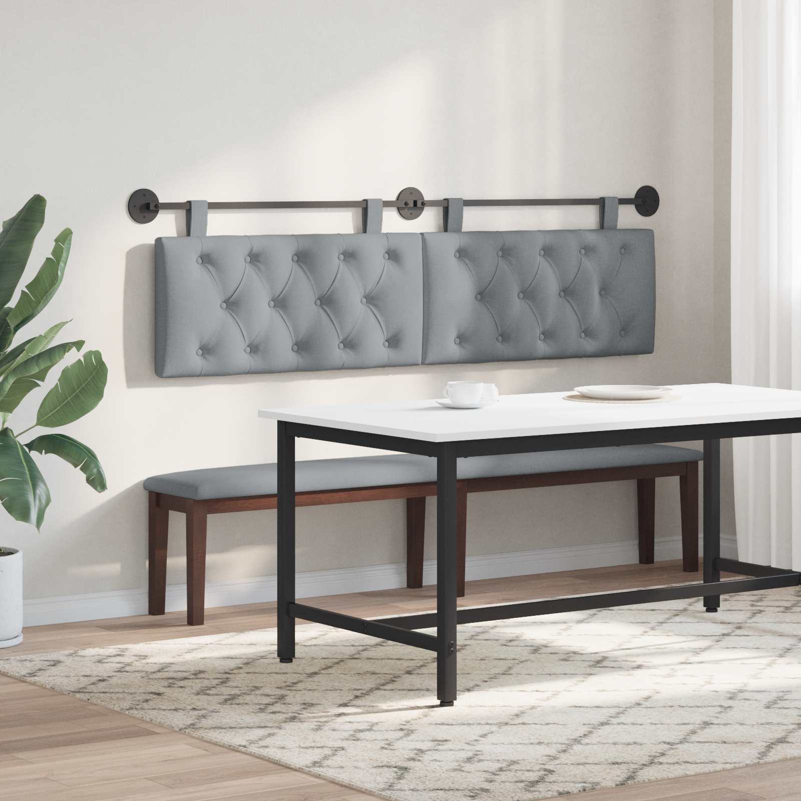 Tête de lit suspendue Gris clair 190 x 55 x 7 cm tissu - XIOS