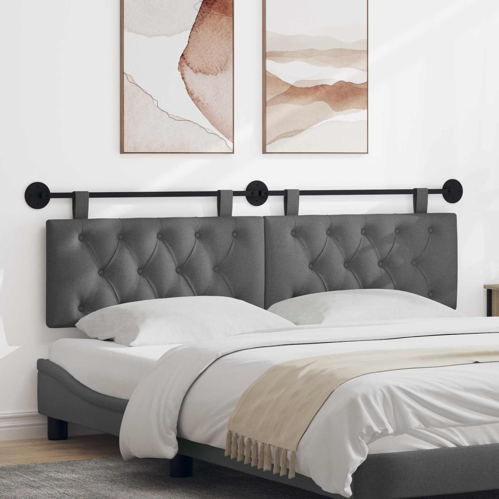 Tête de lit suspendue Gris foncé 190 x 55 x 7 cm tissu - XIOS