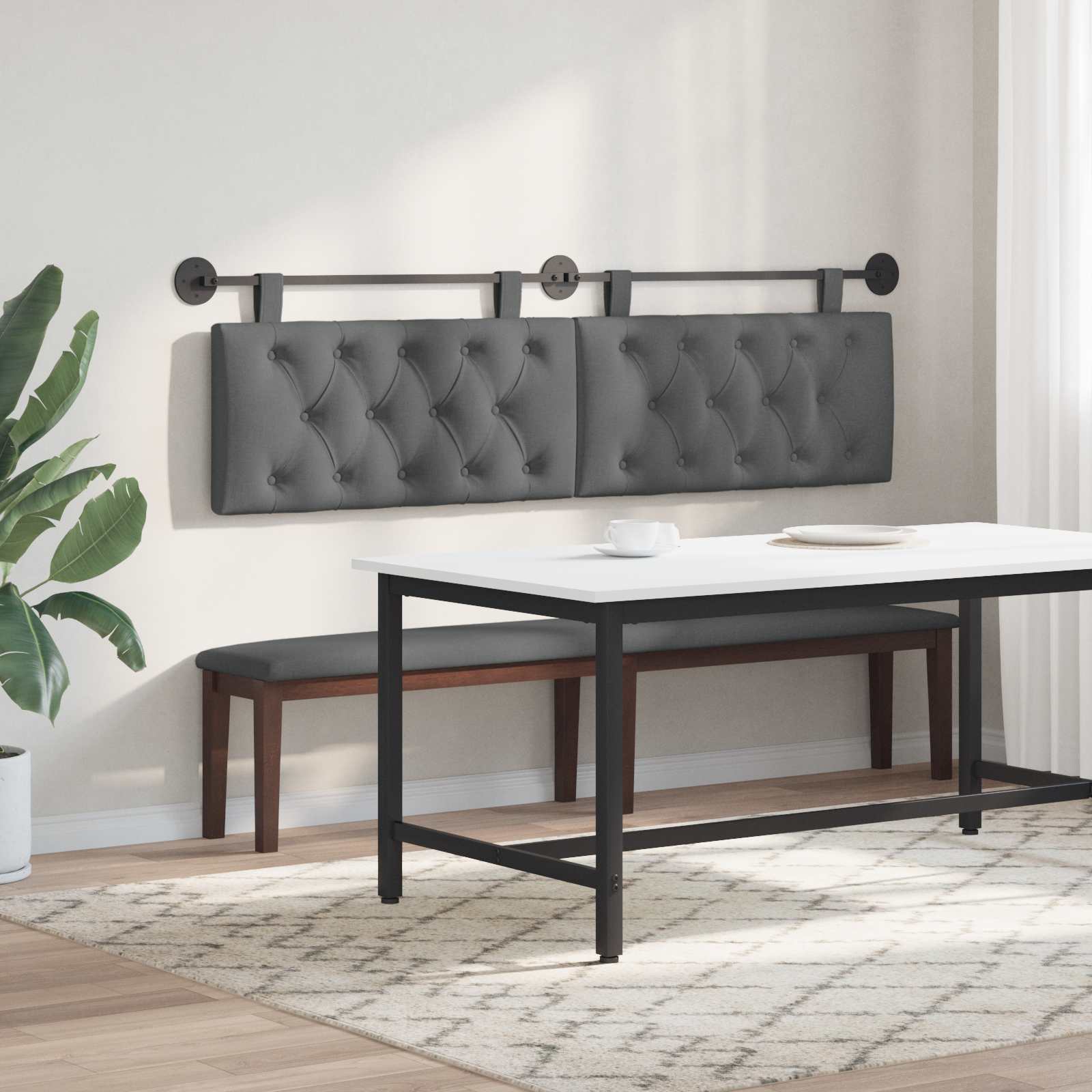Tête de lit suspendue Gris foncé 190 x 55 x 7 cm tissu - XIOS