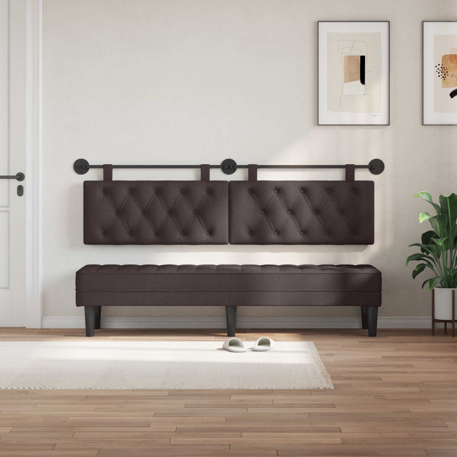 Tête de lit suspendue Marron foncé 190 x 55 x 7 cm tissu - XIOS