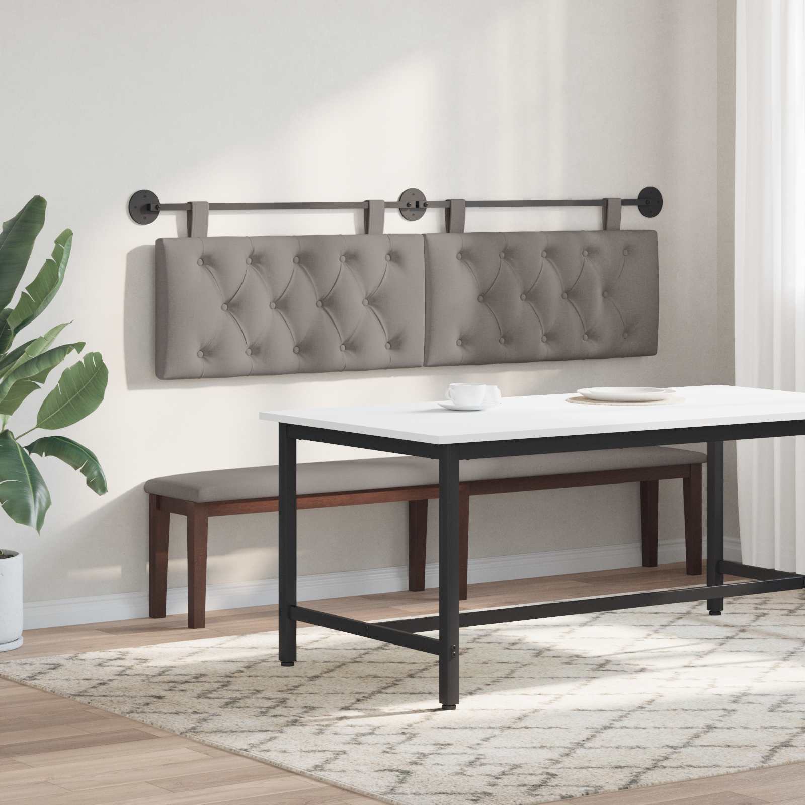 Tête de lit suspendue Taupe Tissu - XIOS