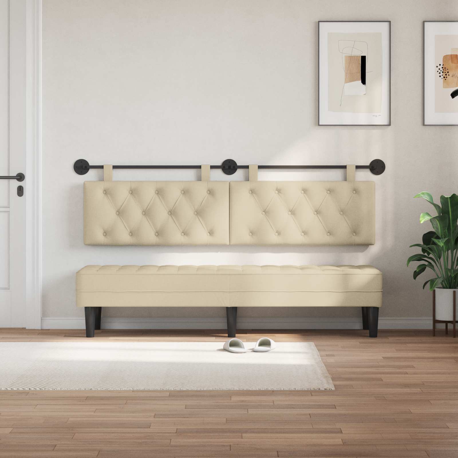 Tête de lit suspendue Crème Tissu - XIOS