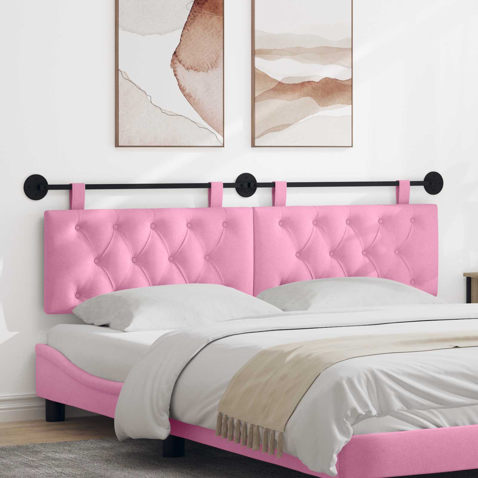 Tête de lit suspendue Montage mural Rose 190 x 55 x 7 cm tissu - XIOS