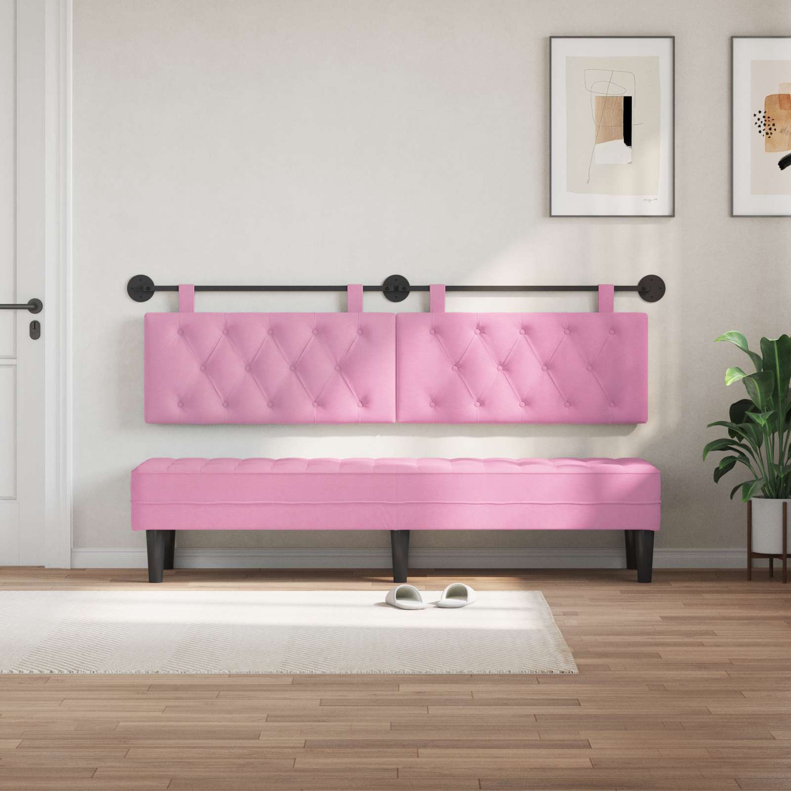 Tête de lit suspendue Montage mural Rose 190 x 55 x 7 cm tissu - XIOS