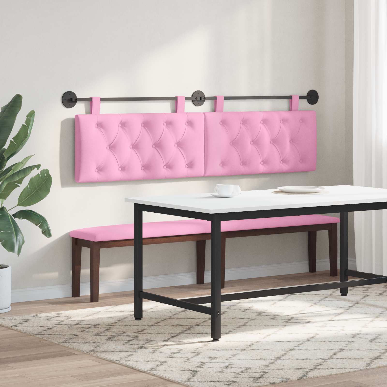 Tête de lit suspendue Montage mural Rose 190 x 55 x 7 cm tissu - XIOS