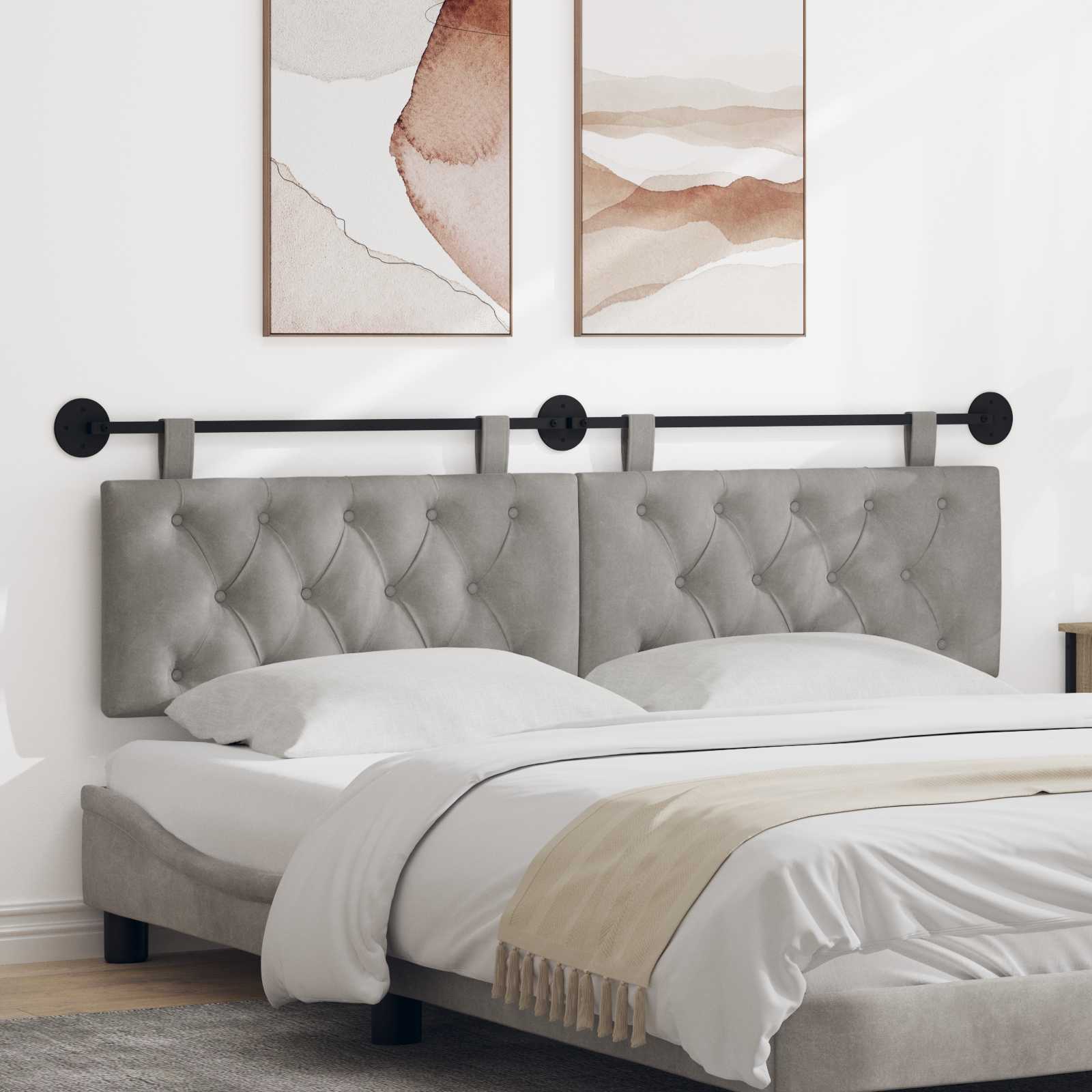 Tête de lit suspendue Gris clair Velours - XIOS