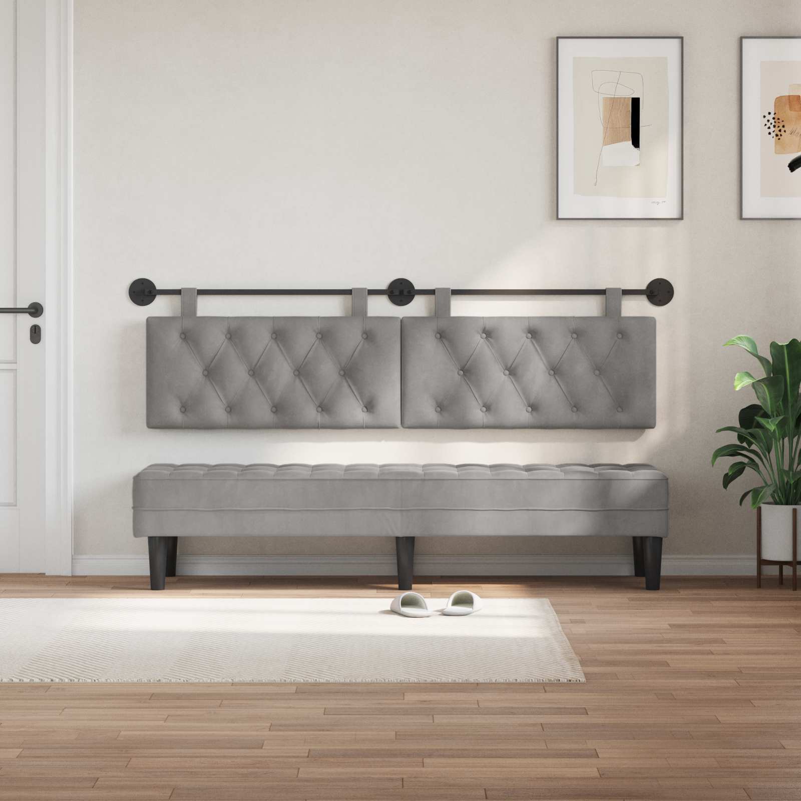 Tête de lit suspendue Gris clair Velours - XIOS