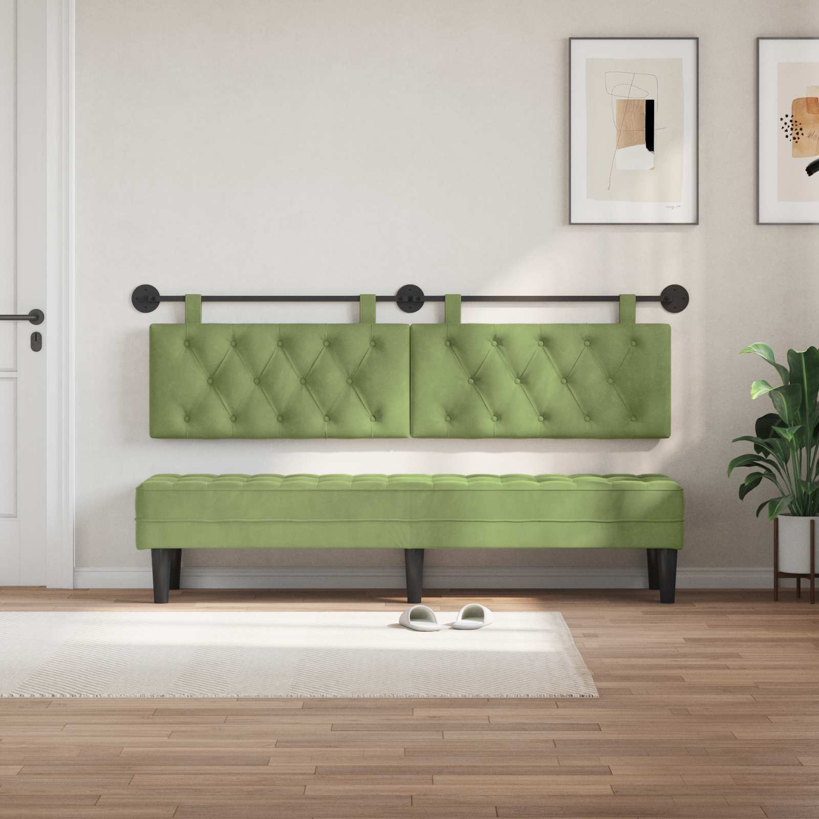 Tête de lit suspendue Vert clair 190 x 55 x 7 cm Velours - XIOS