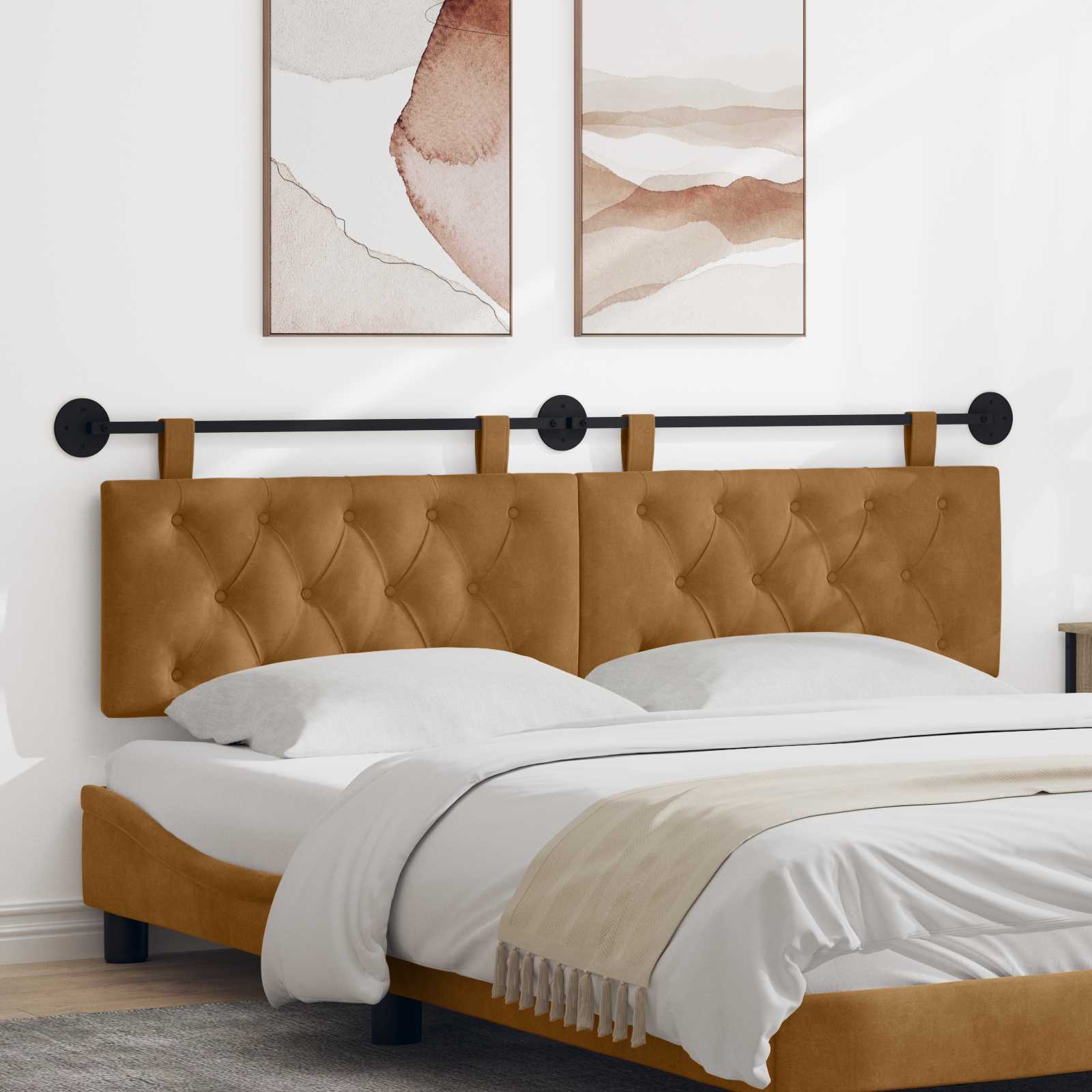 Tête de lit suspendue Marron 190 x 55 x 7 cm Velours - XIOS