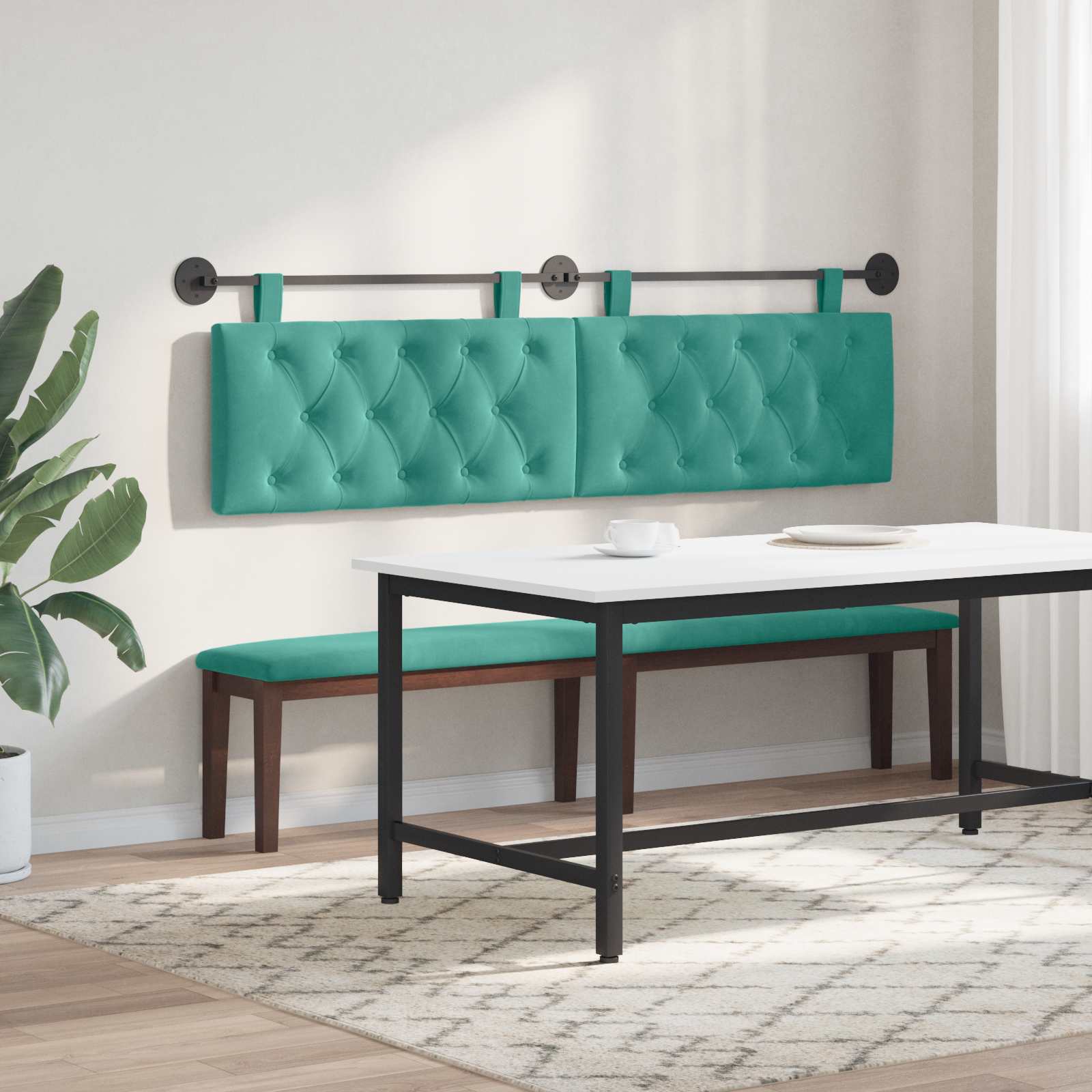 Tête de lit suspendue Turquoise Velours - XIOS