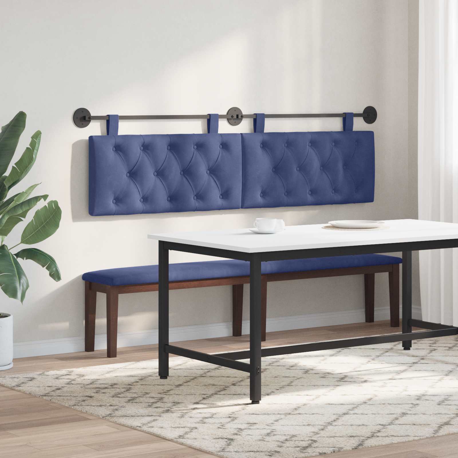 Tête de lit suspendue Bleu police Velours - XIOS