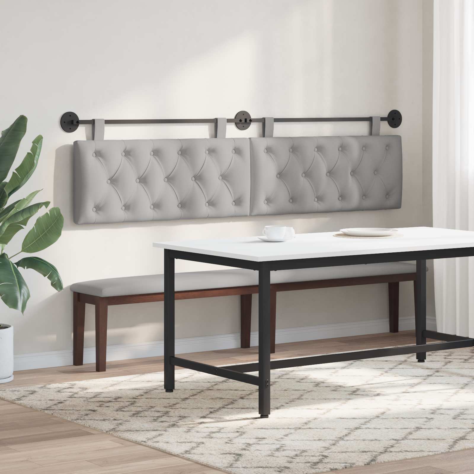 Tête de lit suspendue Gris nuage 210 x 55 x 7 cm tissu - XIOS