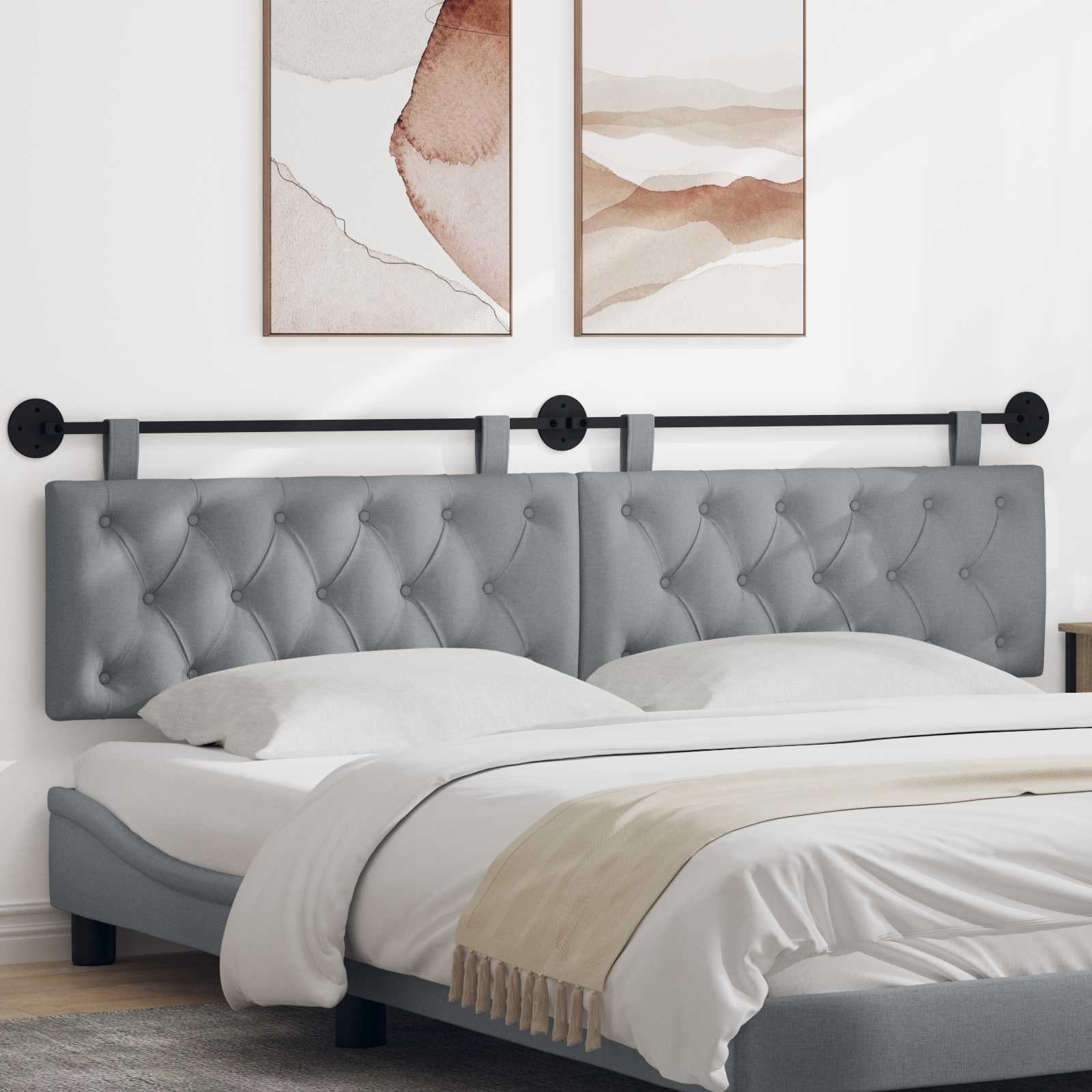 Tête de lit suspendue Gris clair Tissu - XIOS
