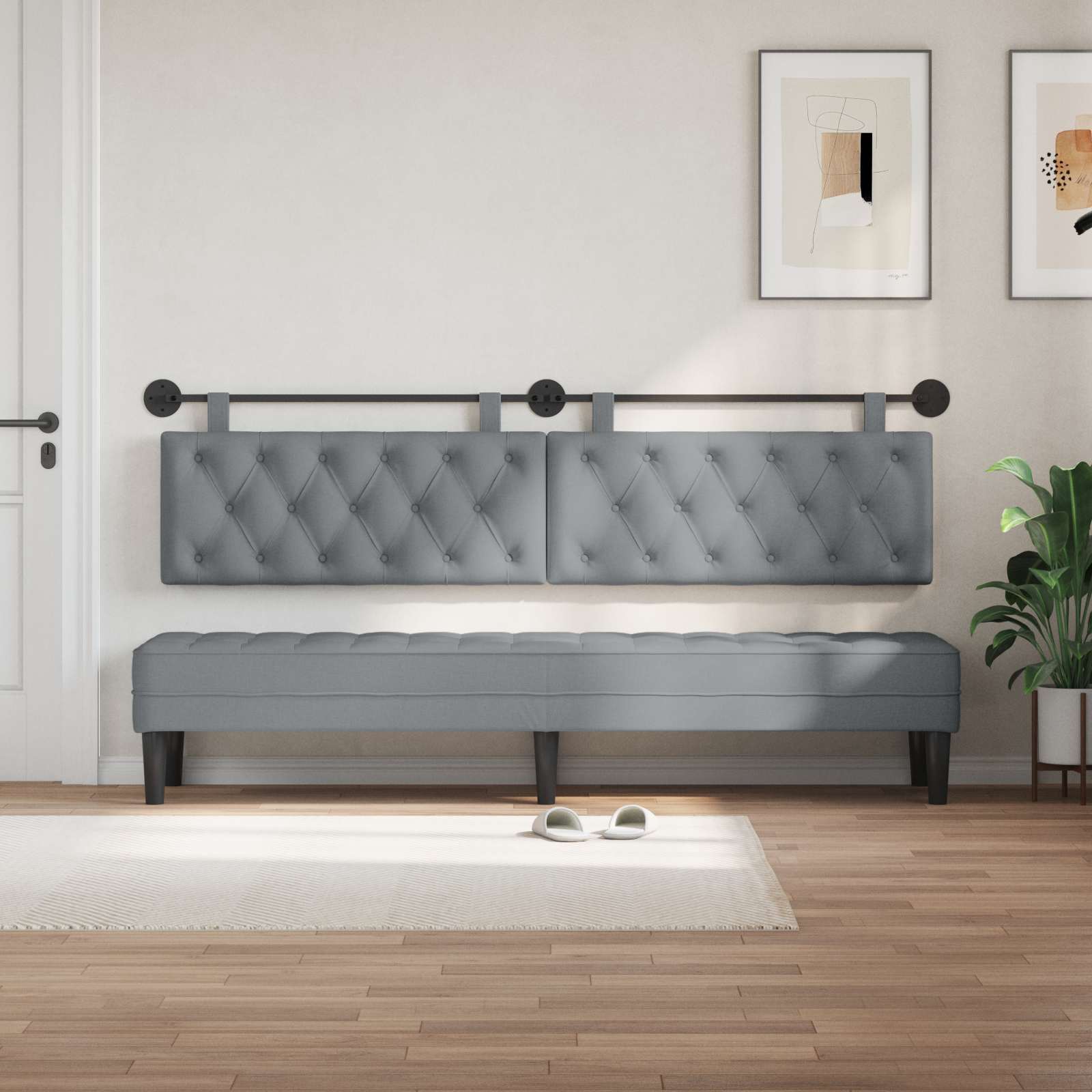 Tête de lit suspendue Gris clair Tissu - XIOS