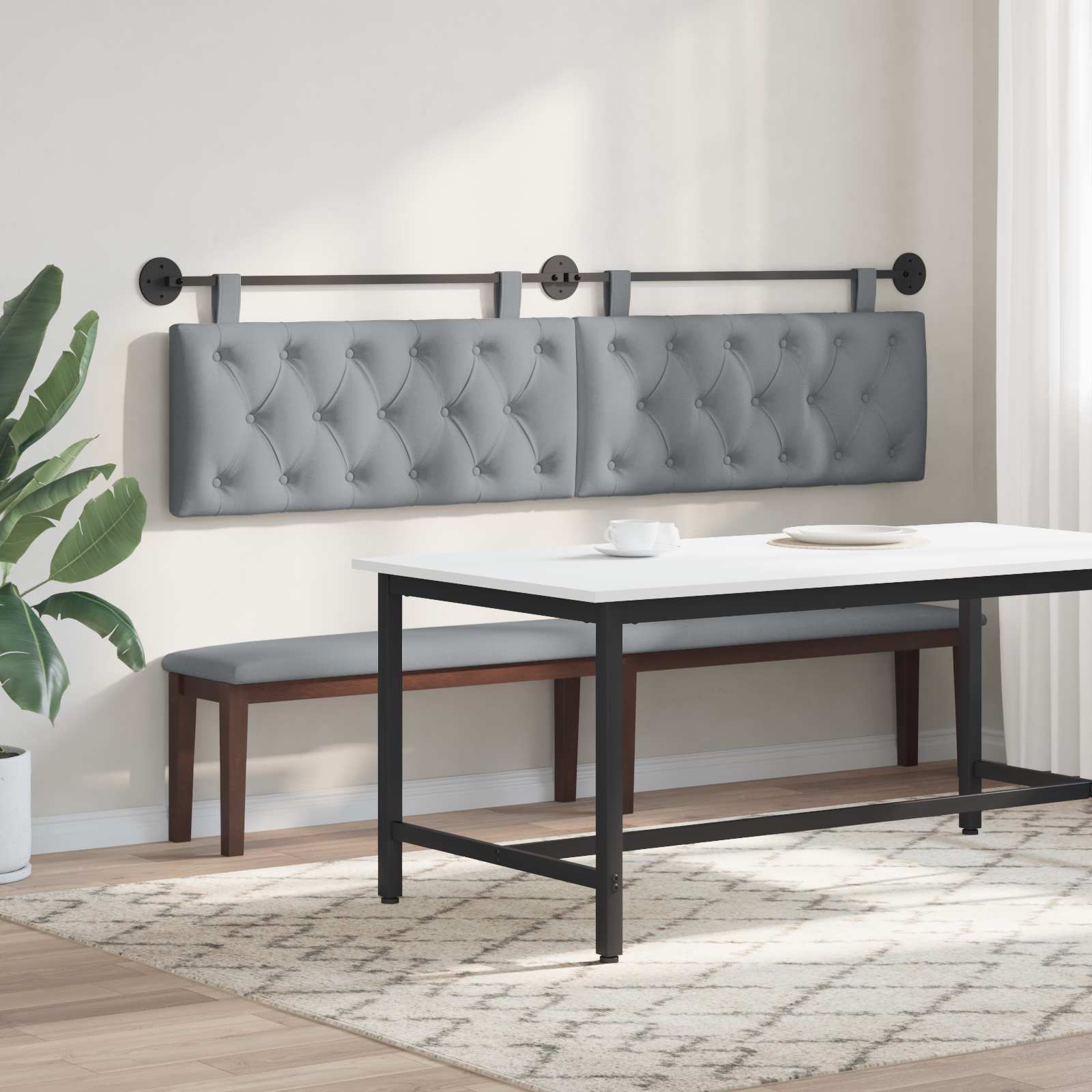 Tête de lit suspendue Gris clair Tissu - XIOS