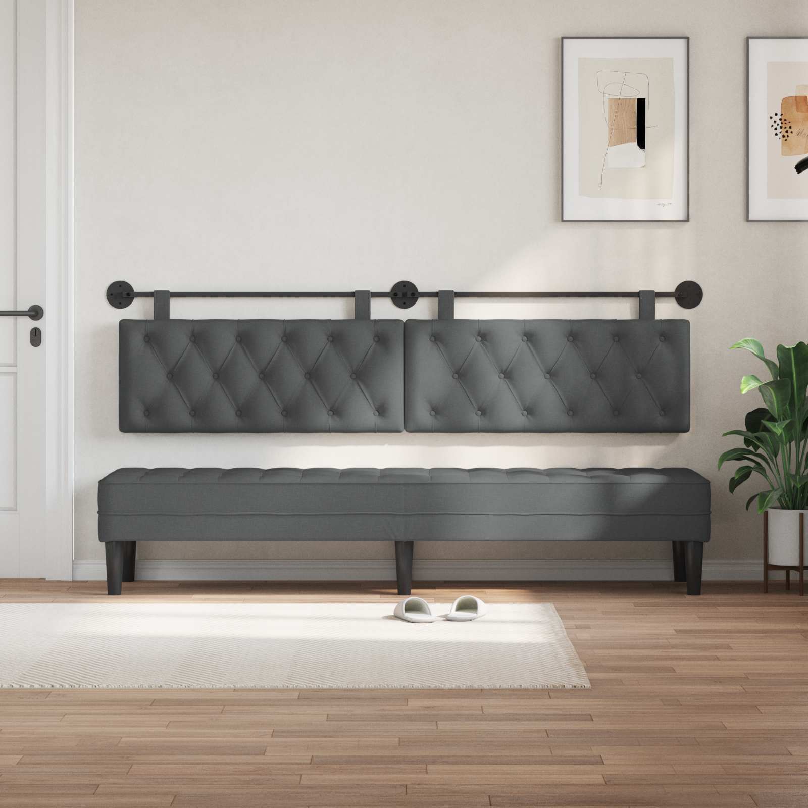 Tête de lit suspendue Gris foncé 210 x 55 x 7 cm tissu - XIOS