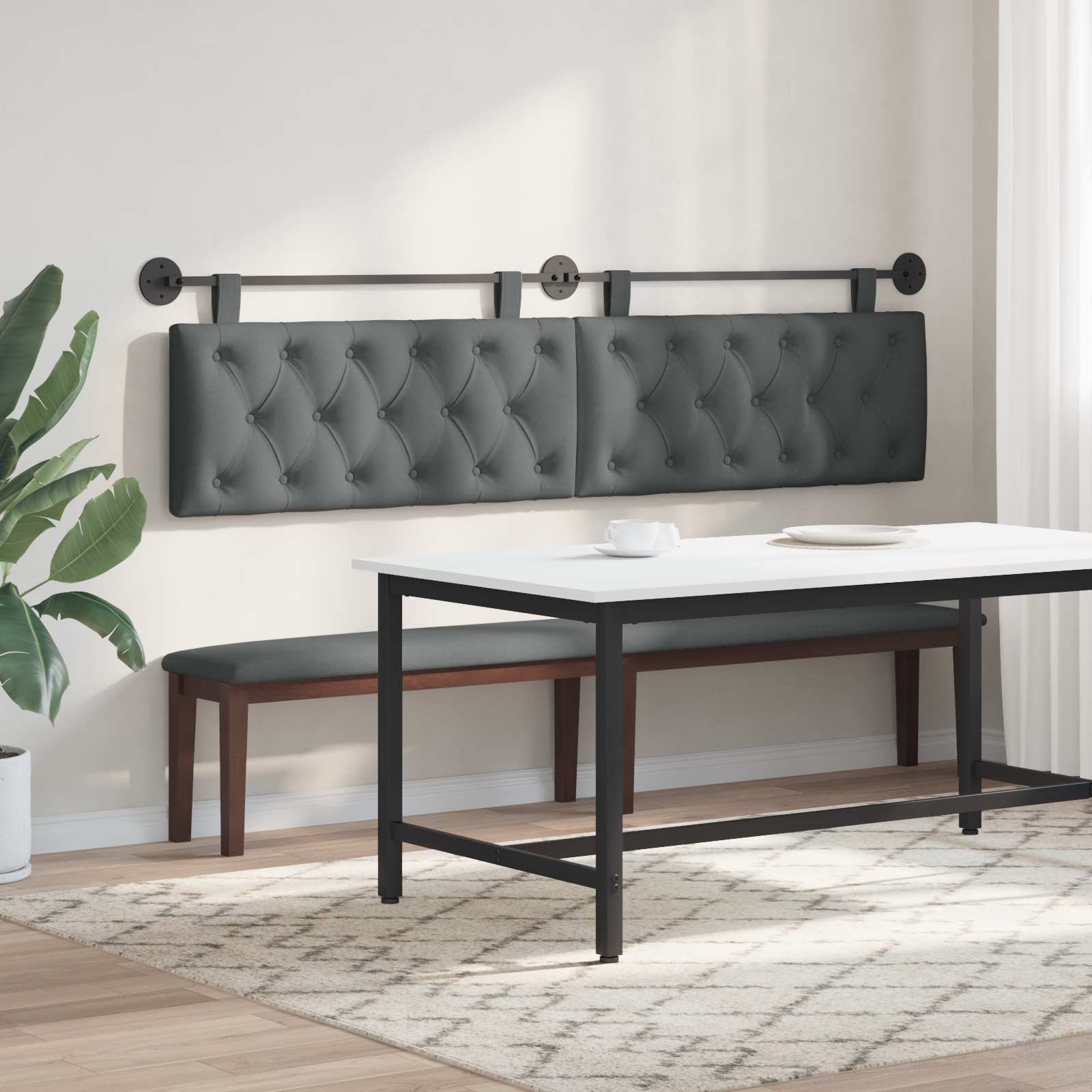 Tête de lit suspendue Gris foncé 210 x 55 x 7 cm tissu - XIOS