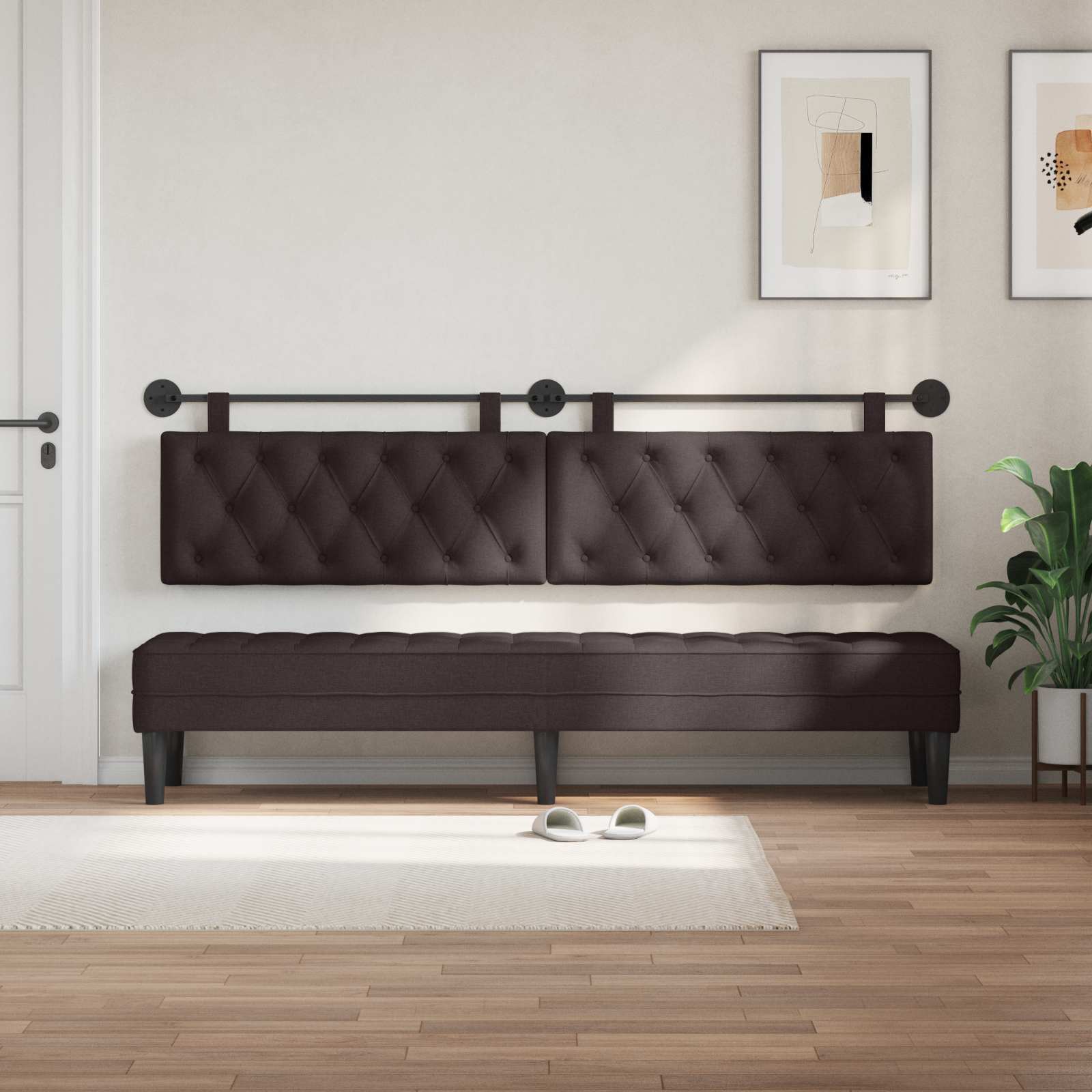 Tête de lit suspendue Marron foncé 210 x 55 x 7 cm tissu - XIOS
