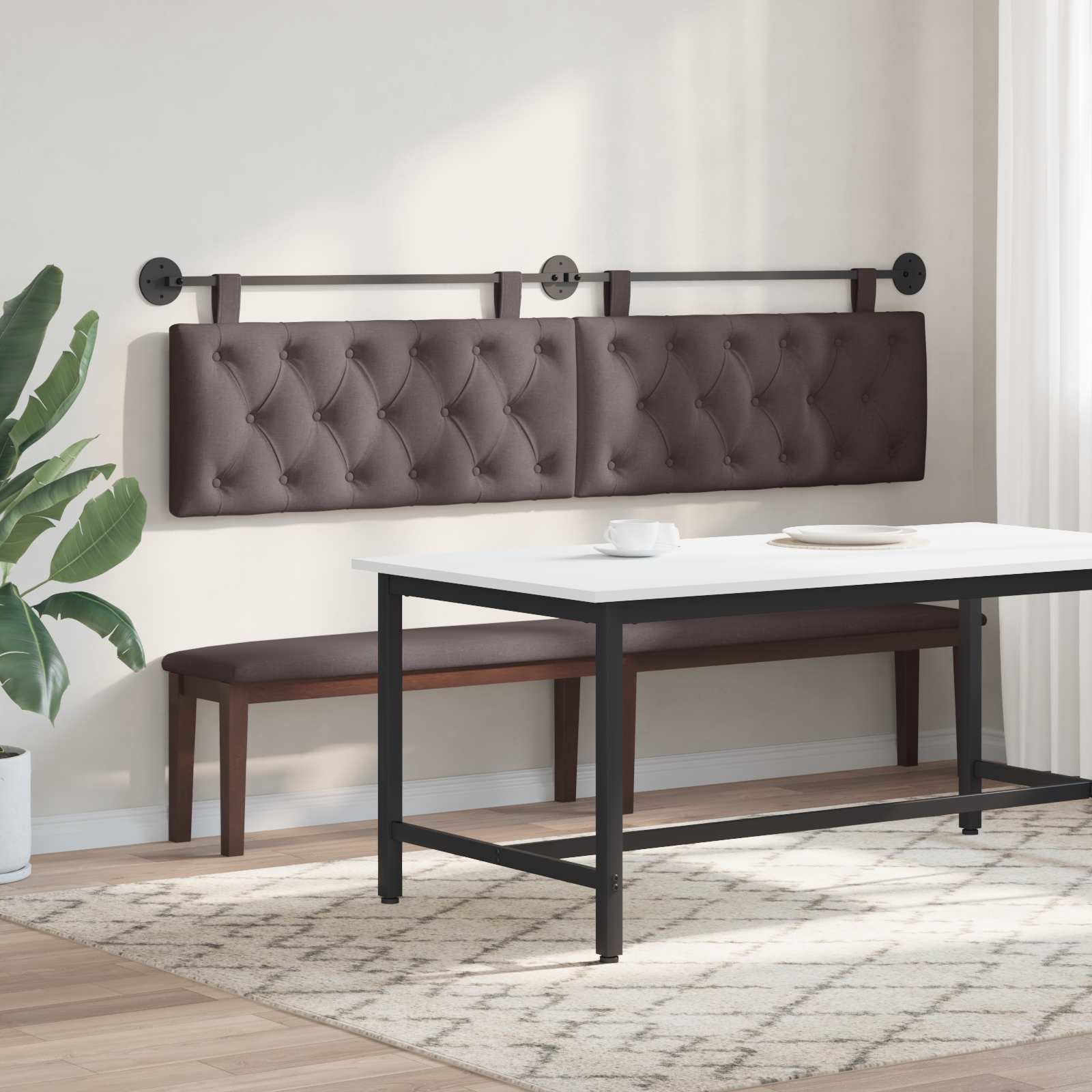 Tête de lit suspendue Marron foncé 210 x 55 x 7 cm tissu - XIOS