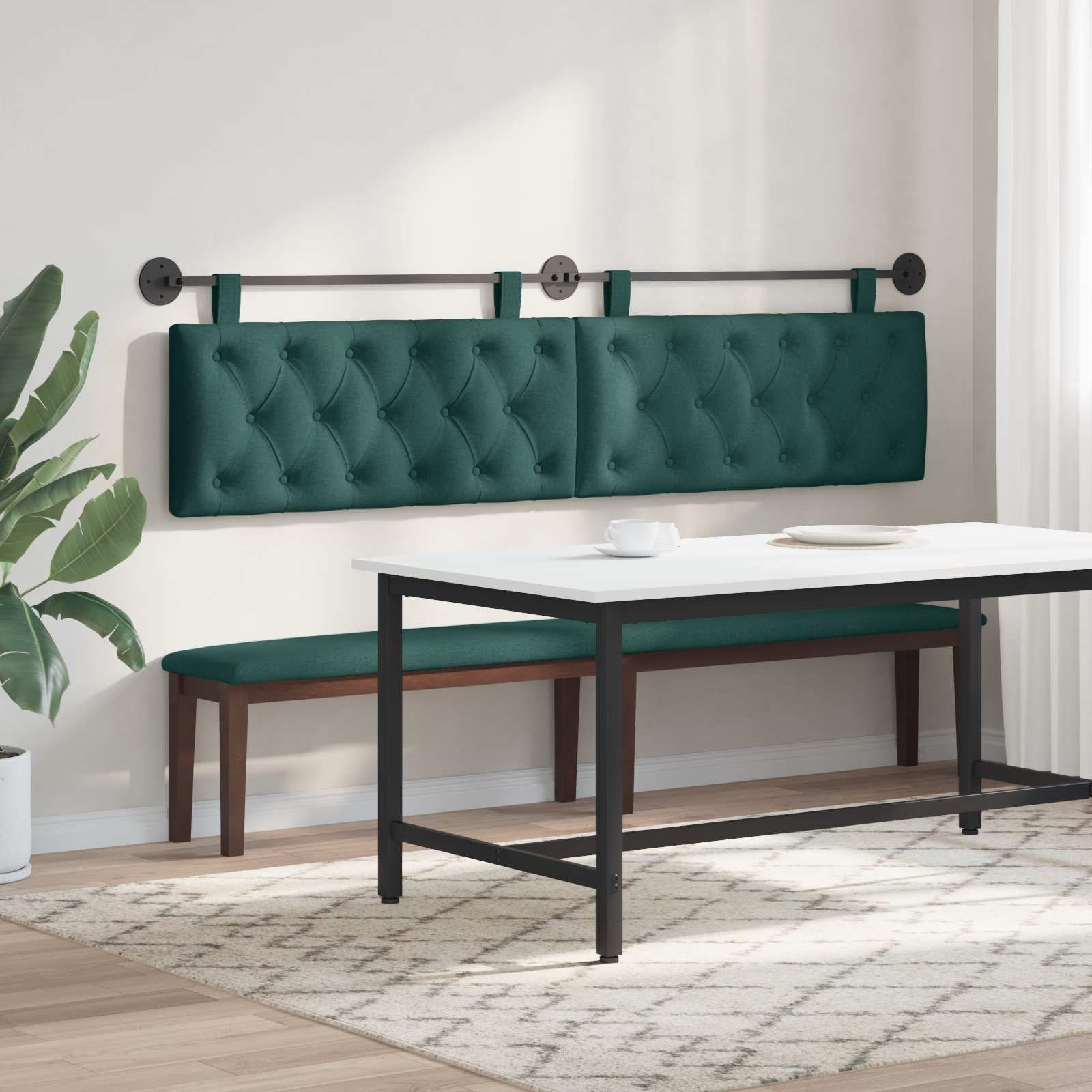 Tête de lit suspendue Vert foncé 210 x 55 x 7 cm tissu - XIOS