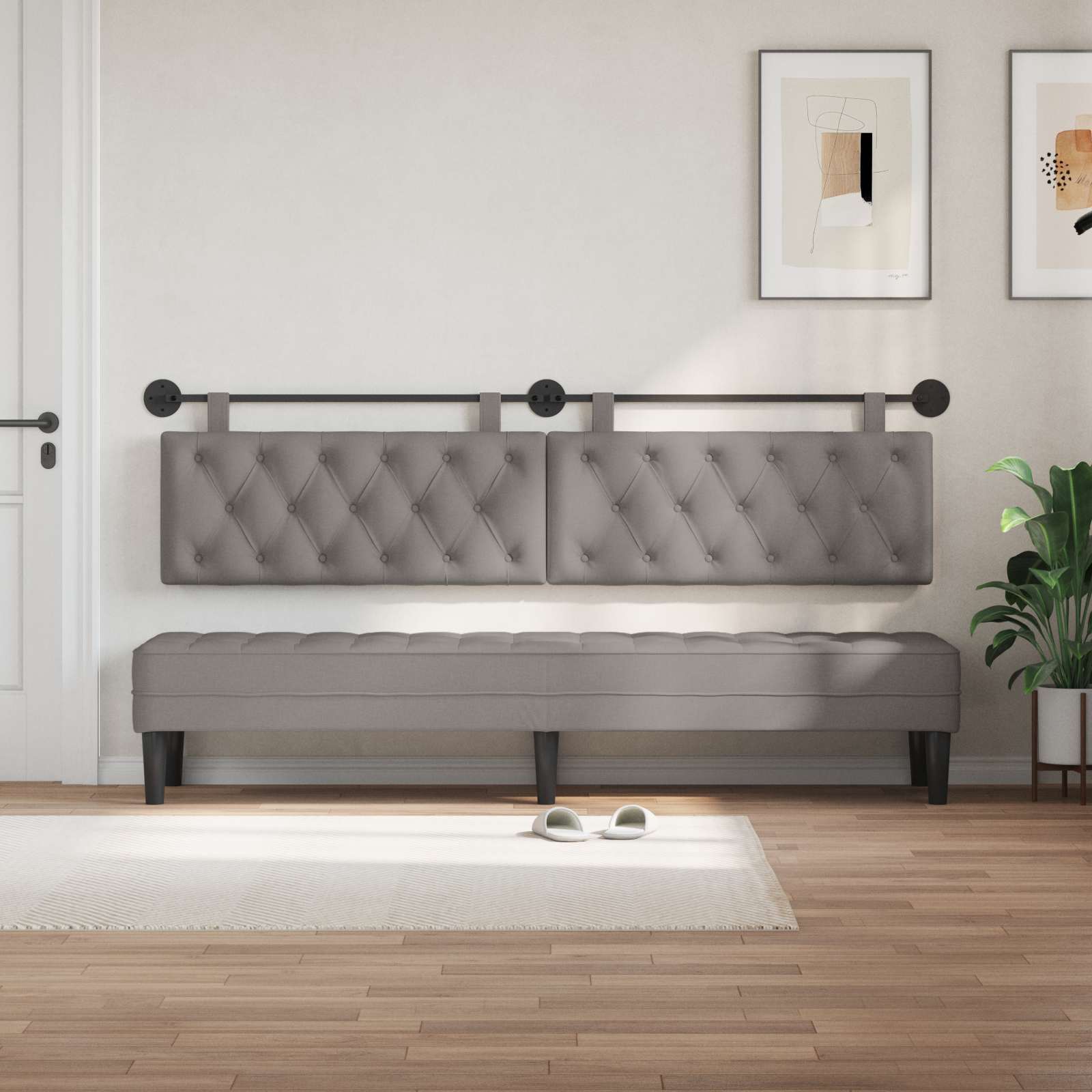 Tête de lit suspendue Taupe Tissu - XIOS
