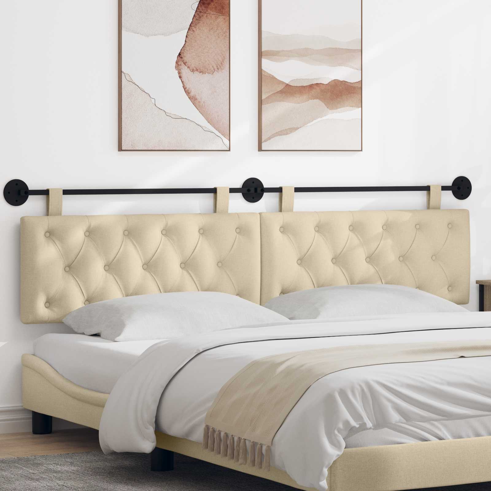 Tête de lit suspendue Montage mural Crème 210 x 55 x 7 cm tissu - XIOS