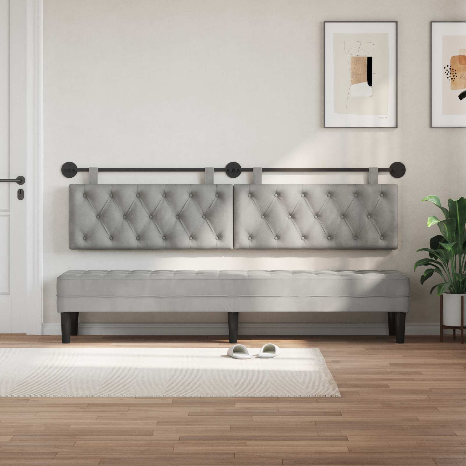 Tête de lit suspendue Gris clair Velours - XIOS