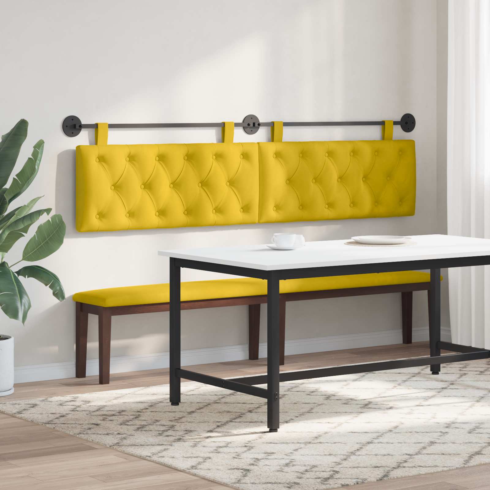Tête de lit suspendue Jaune 210 x 55 x 7 cm Velours - XIOS