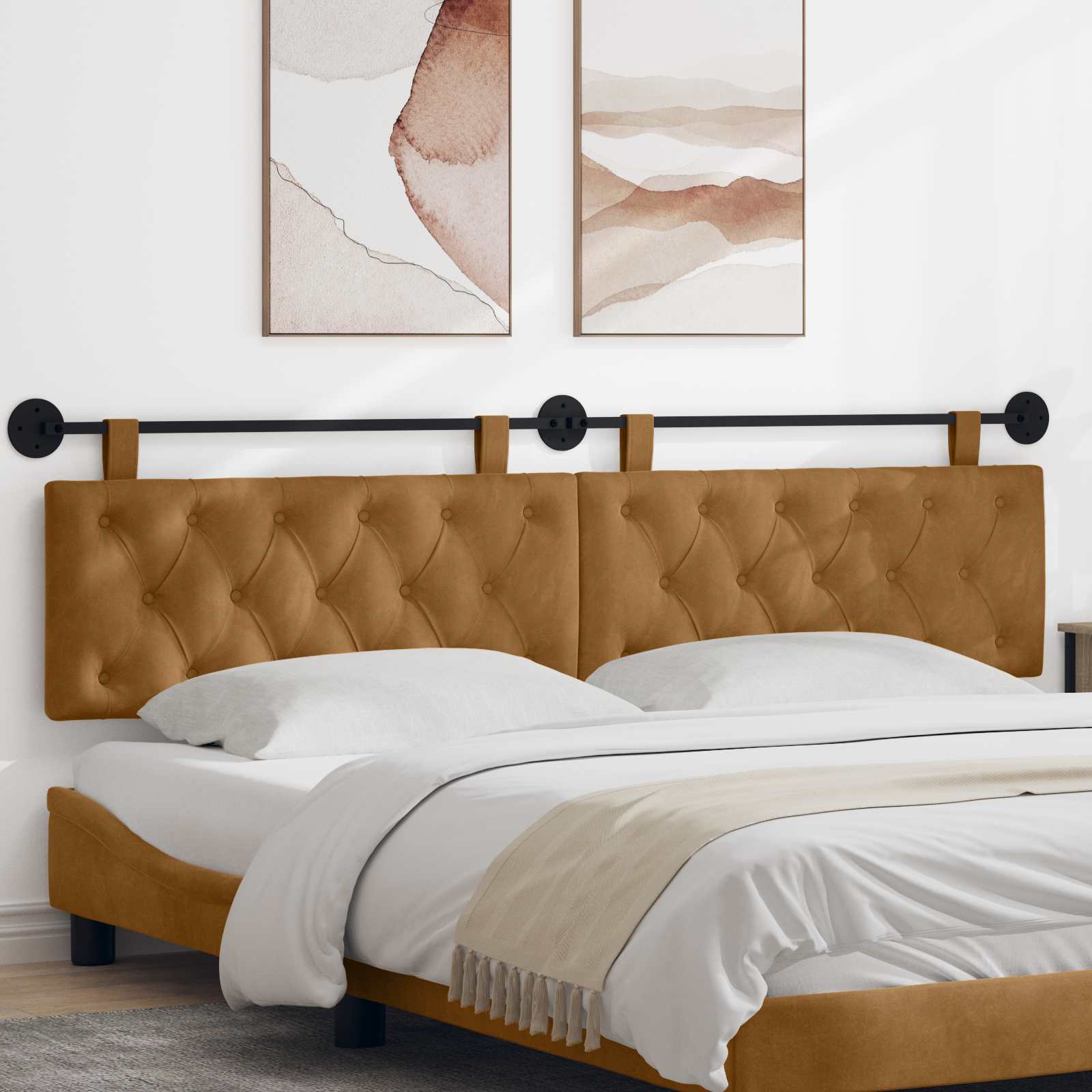 Tête de lit suspendue Marron Velours - XIOS