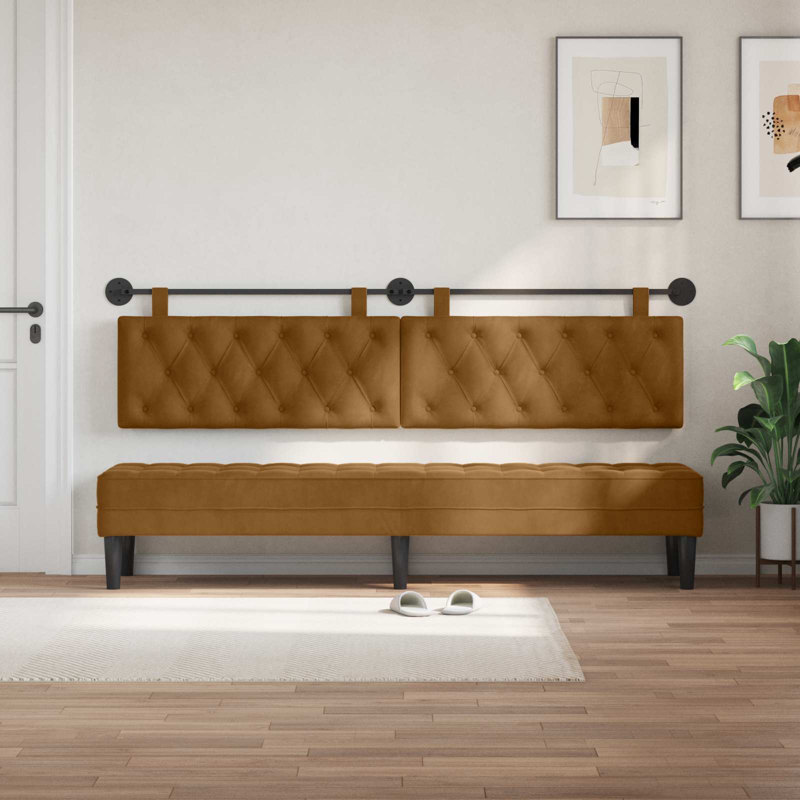 Tête de lit suspendue Marron Velours - XIOS