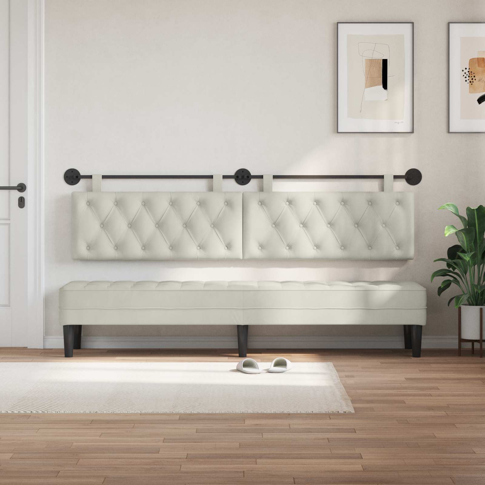 Tête de lit suspendue Crème Velours - XIOS