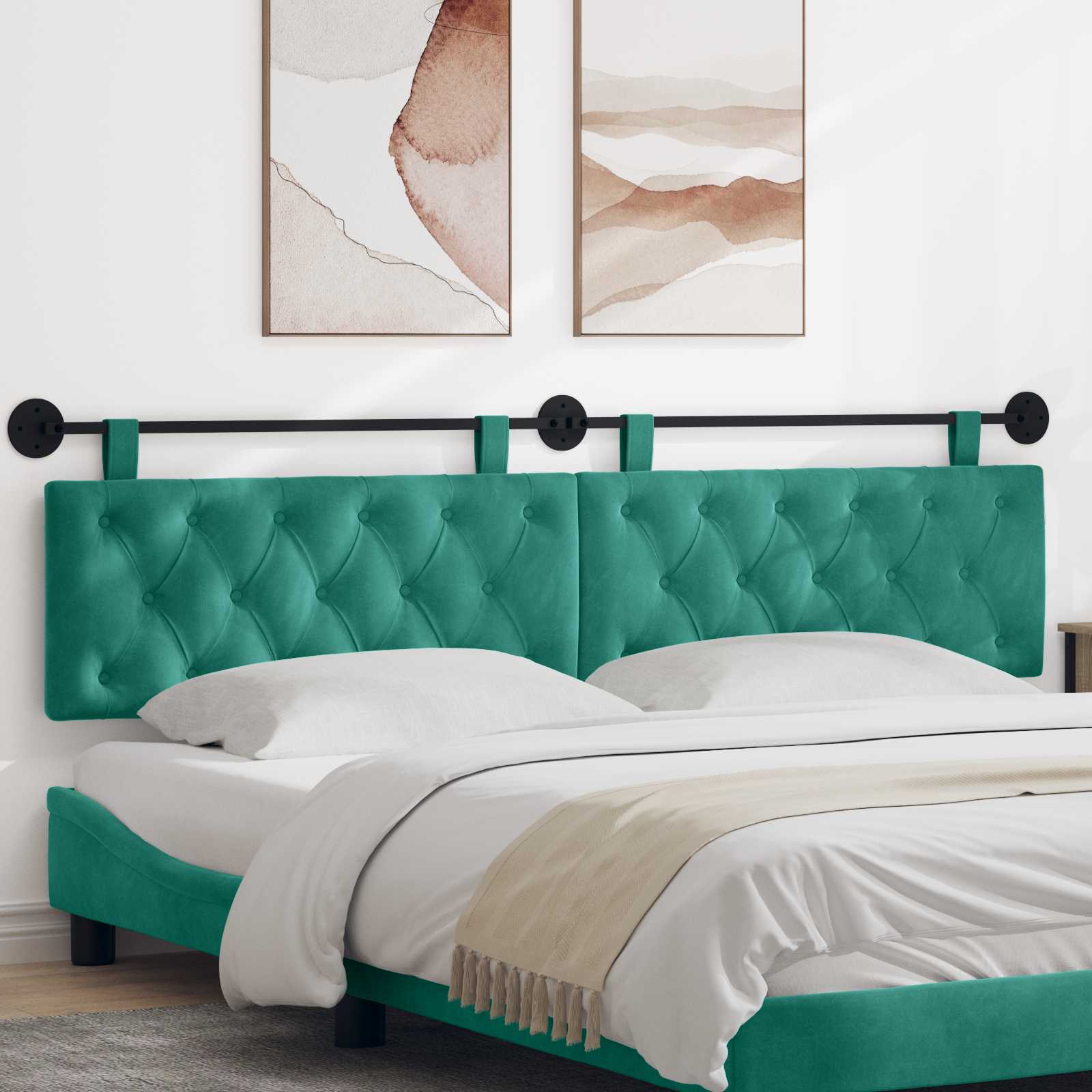 Tête de lit suspendue Turquoise Velours - XIOS