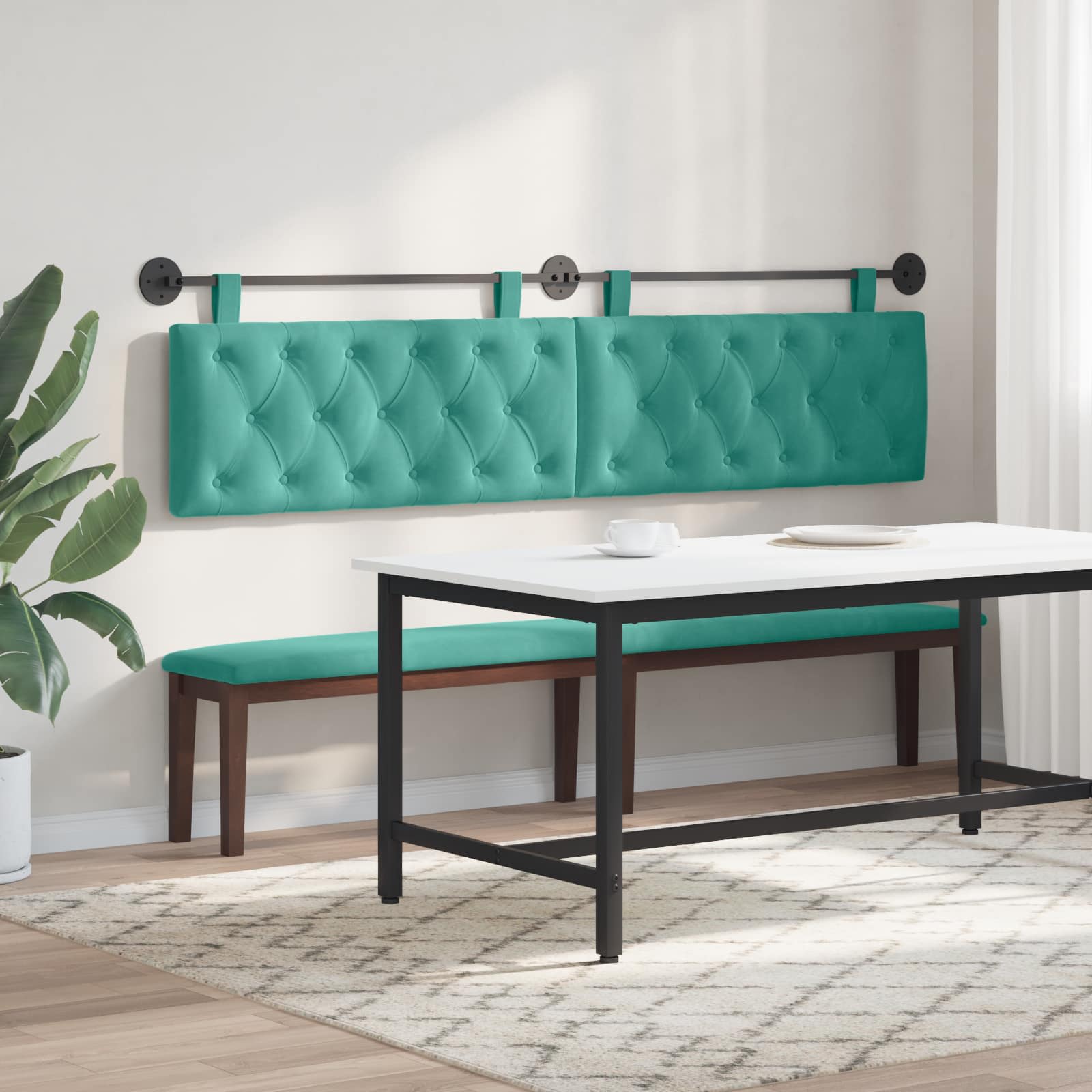 Tête de lit suspendue Turquoise Velours - XIOS