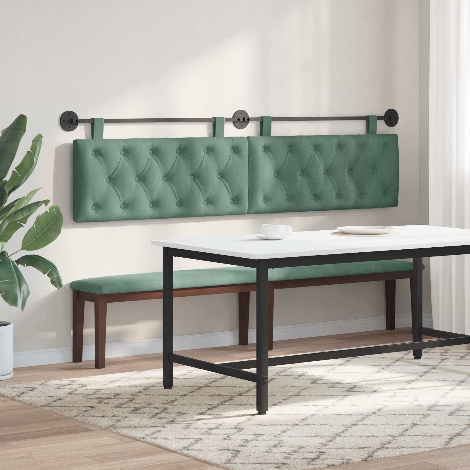 Tête de lit suspendue Vert Mer 210 x 55 x 7 cm Velours - XIOS
