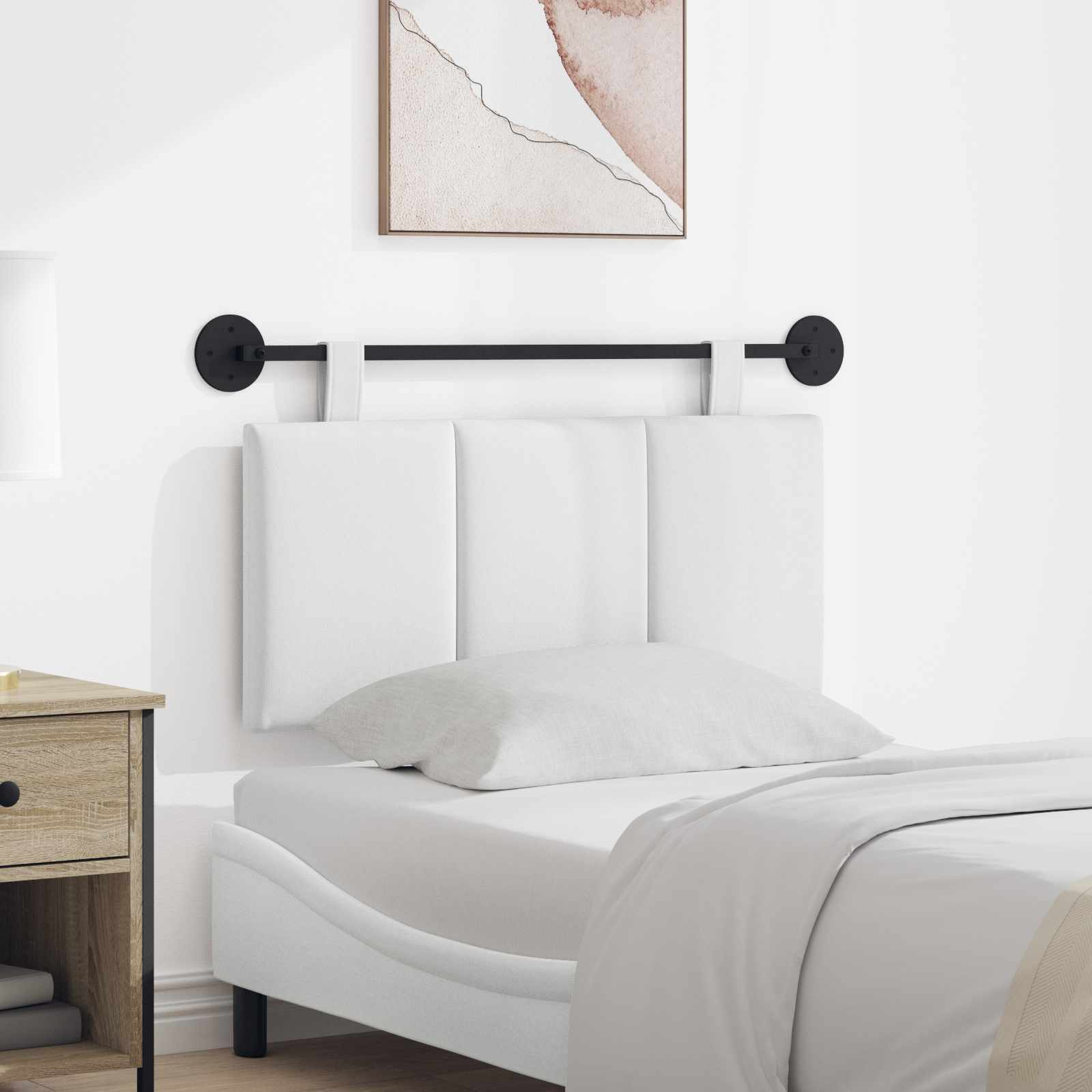Tête de lit suspendue Montage mural Blanc 90 x 55 x 5 cm tissu - XIOS