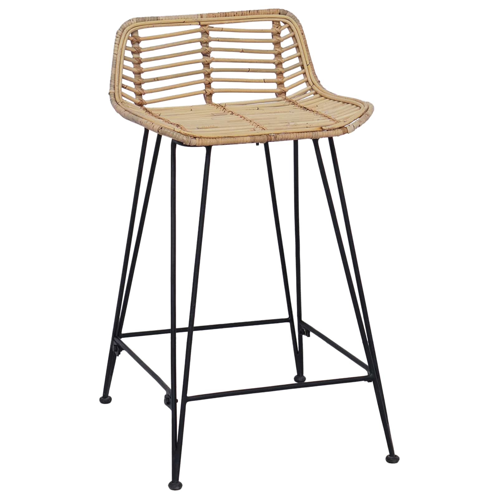 Tabouret de bar 2 pcs Naturel 44 x 45 x 76 cm Rattan et Acier - XIOS