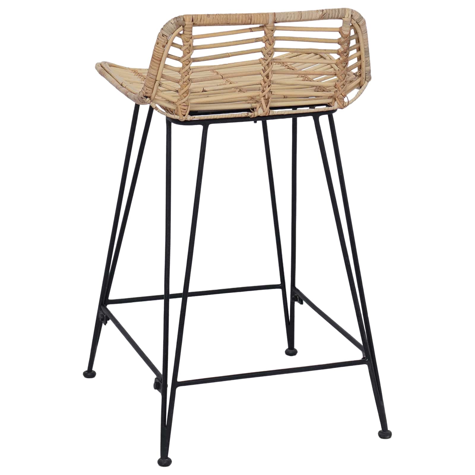 Tabouret de bar 2 pcs Naturel 44 x 45 x 76 cm Rattan et Acier - XIOS