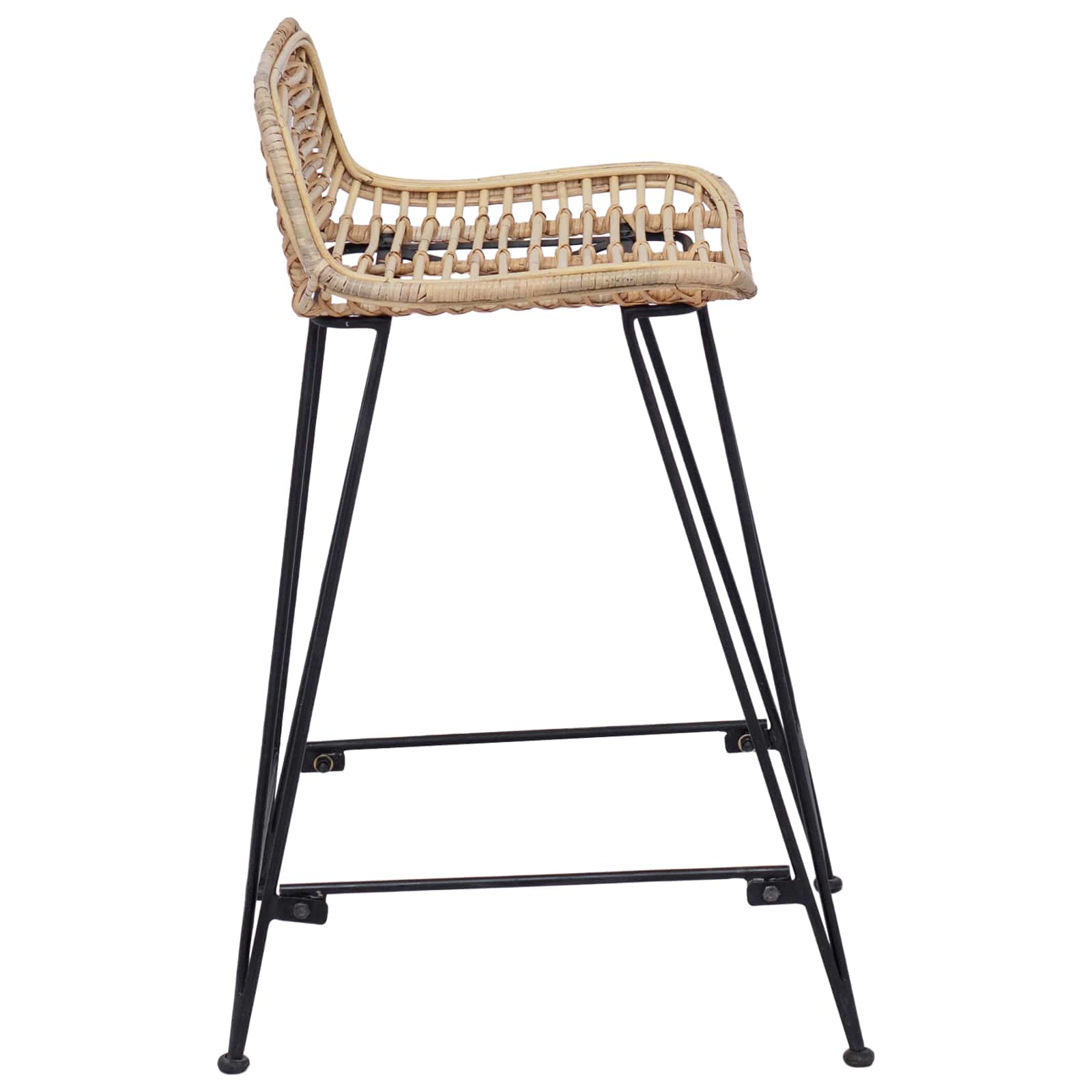 Tabouret de bar 2 pcs Naturel 44 x 45 x 76 cm Rattan et Acier - XIOS