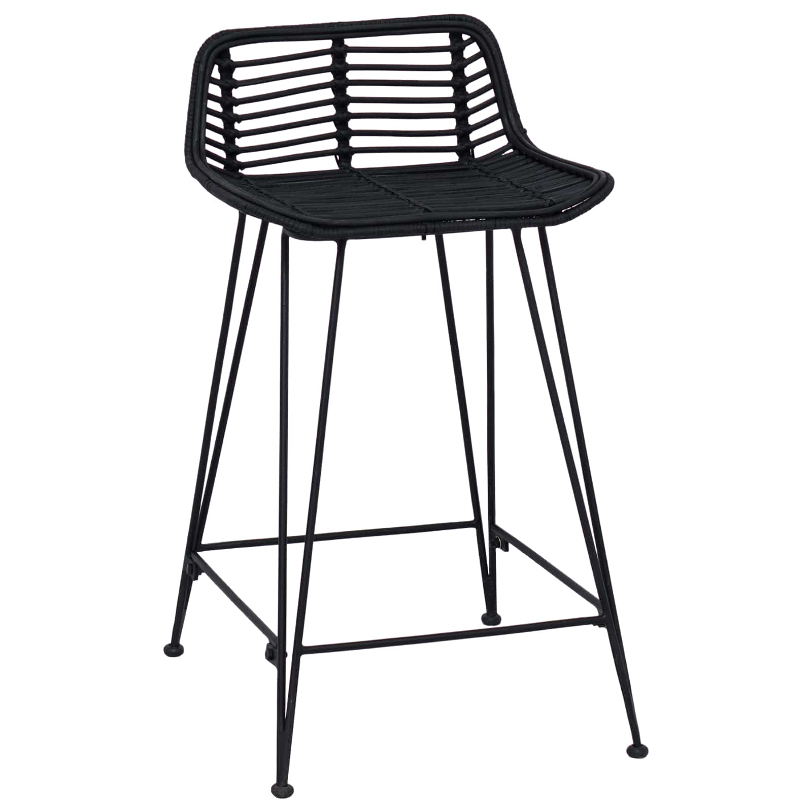 Tabouret de bar 2 pcs Noir 44 x 45 x 76 cm Rattan et Acier - XIOS