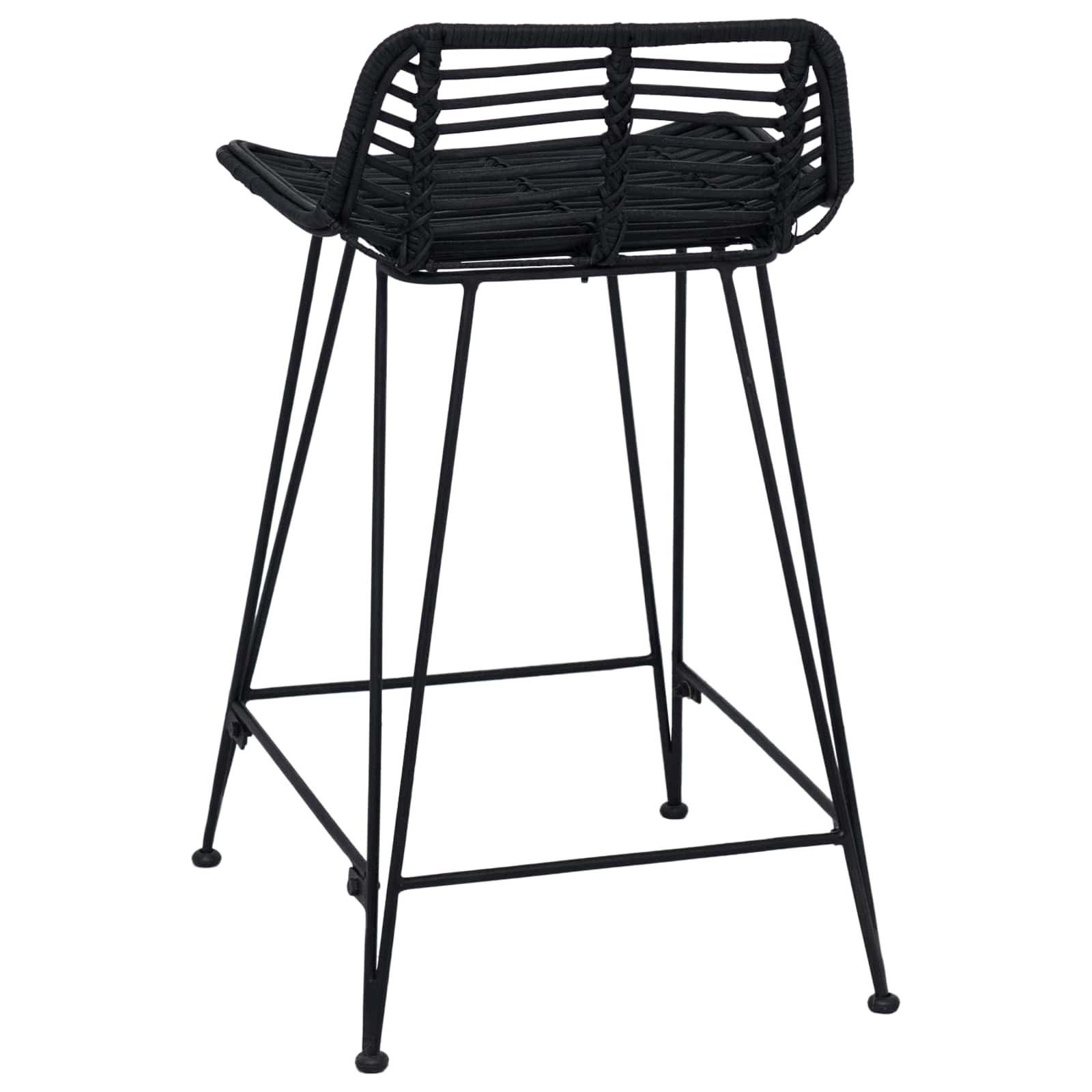 Tabouret de bar 2 pcs Noir 44 x 45 x 76 cm Rattan et Acier - XIOS