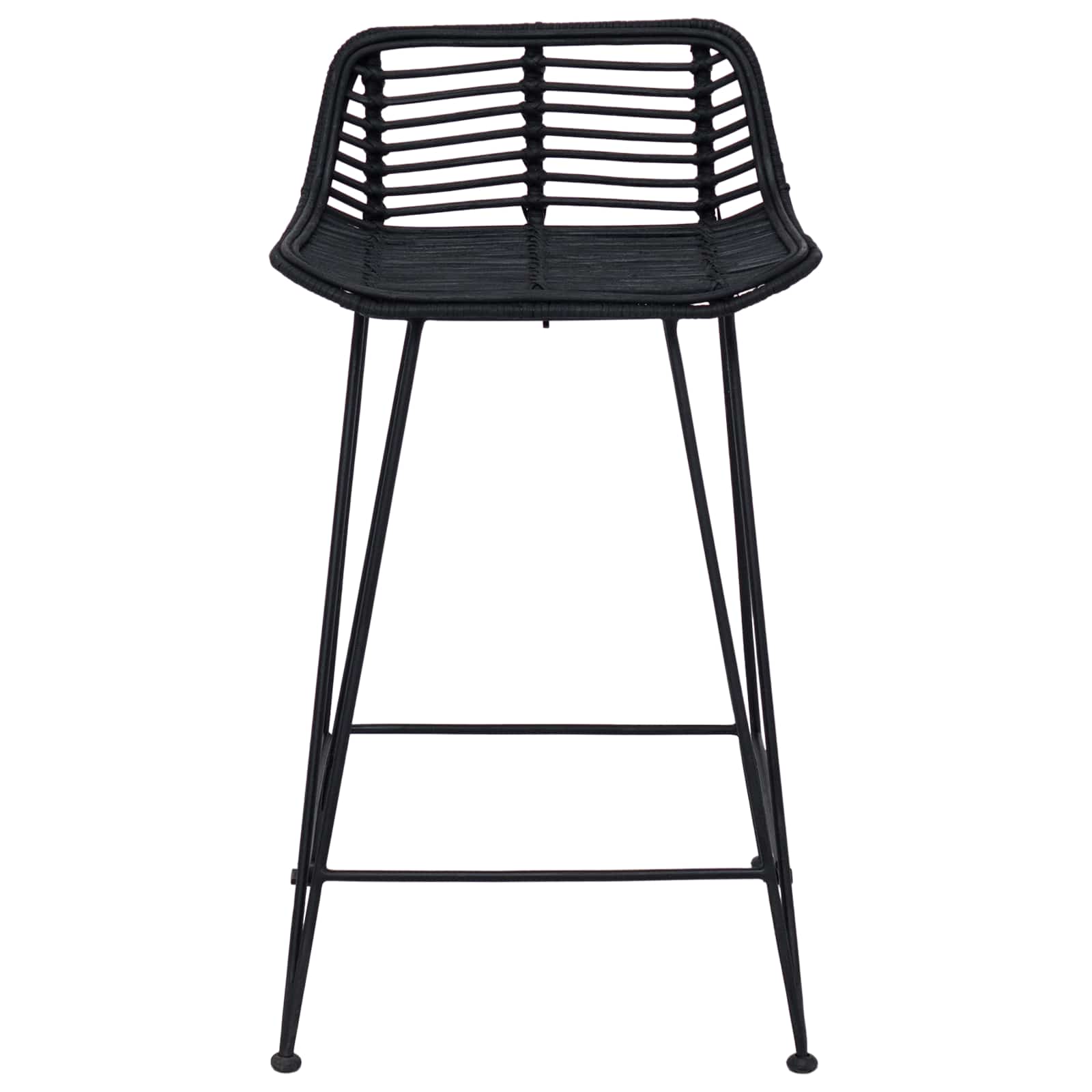 Tabouret de bar 2 pcs Noir 44 x 45 x 76 cm Rattan et Acier - XIOS