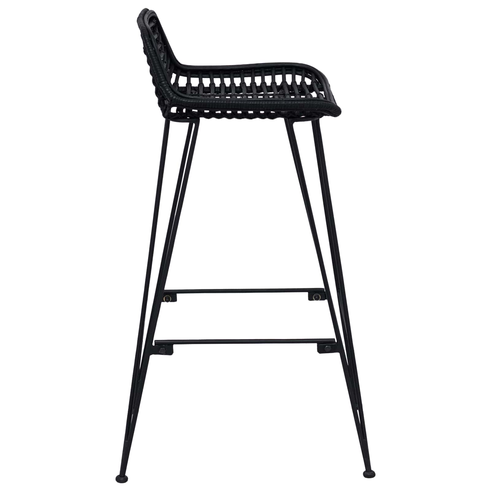 Tabouret de bar 2 pcs Noir 44 x 46 x 91 cm Rattan et Acier - XIOS