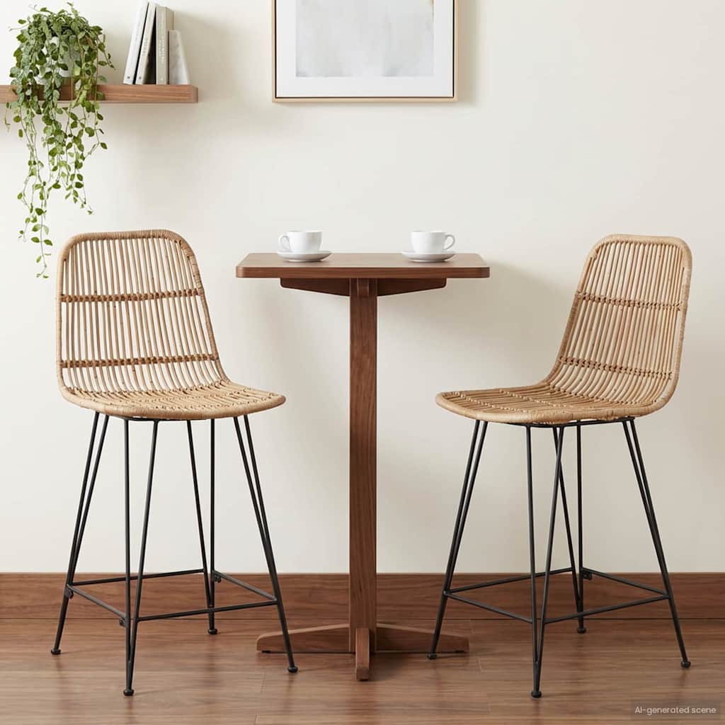 Tabouret de bar 2 pcs Naturel 44 x 54 x 96 cm Rattan et Acier - XIOS