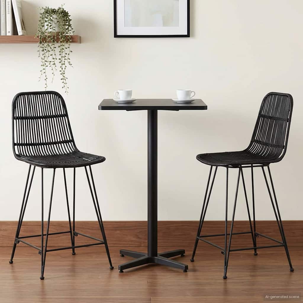 Tabouret de bar 2 pcs Noir 44 x 54 x 96 cm Rattan et Acier - XIOS