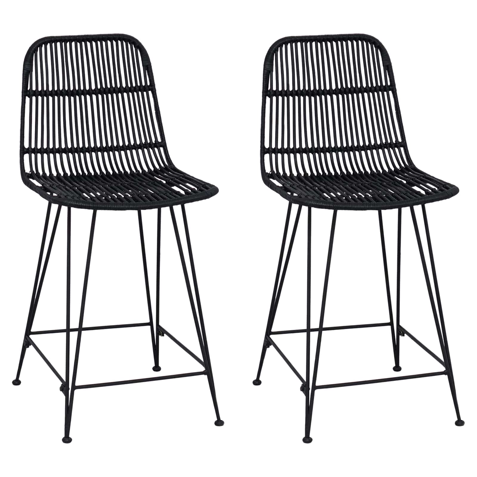 Tabouret de bar 2 pcs Noir 44 x 54 x 96 cm Rattan et Acier - XIOS